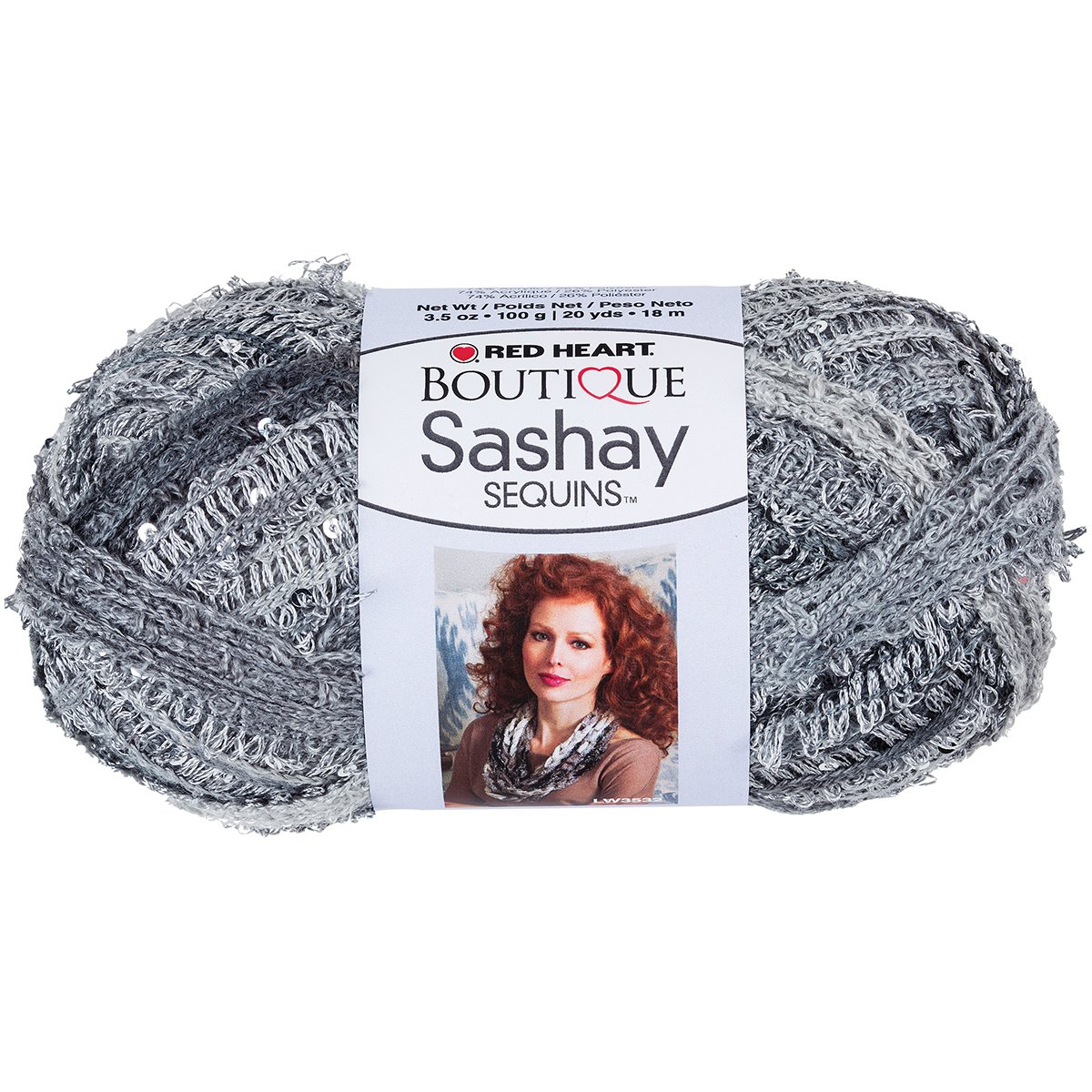 RED HEART Boutique Sashay Sequins Yarn - Smokey Color for Knitting & Crochet - Perfect for Scarves, Shawls, and DIY Fashion Accessories