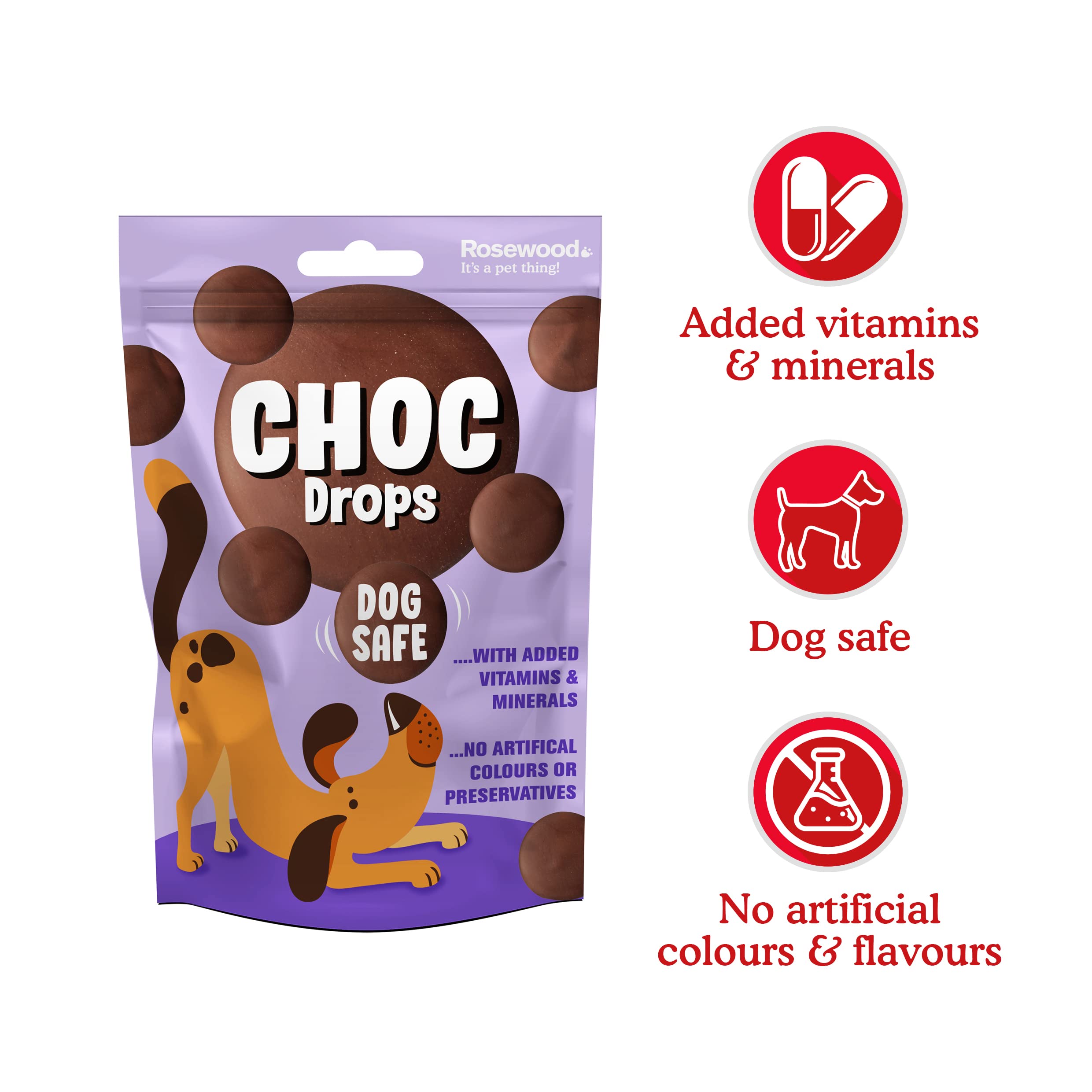 **Premium Rosewood Choc Drops for Dogs – Healthy & Safe Cocoa-Free Chocolate Treats with Added Vitamins – Ideal Training Rewards for Small, Medium & Large Dogs & Puppies (10 x 200g Pack) – Perfect for Obedience Training, Positive Reinforcement & Daily Snacking**