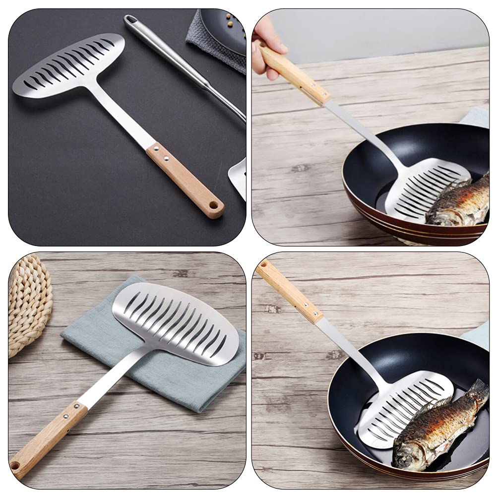 Premium Stainless Steel Fish Spatula - Hemoton Kitchen Utensil for Frying Fish, Eel, Steak & More | Heavy Duty Metal Turner, Scraper & Cooking Tool for Grilling, BBQ & Home Kitchen Use
