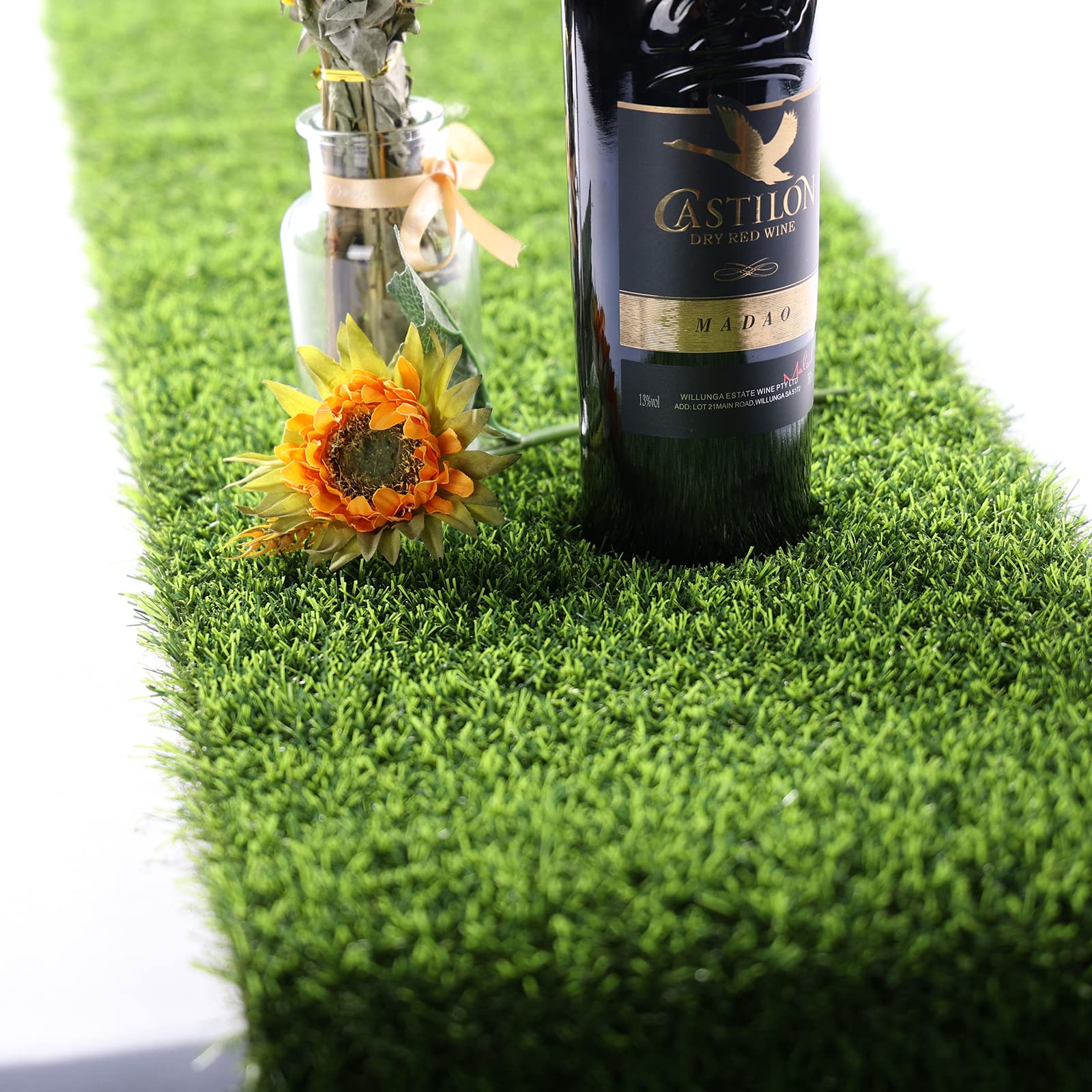 Kesfey 12x108 Inch Artificial Grass Table Runner - Green Synthetic Fake Grass Carpet Rug for Christmas Table Decor, Golf Party, Baby Shower - Durable Thick Tabletop Decor for Home, Events & Outdoor Gatherings