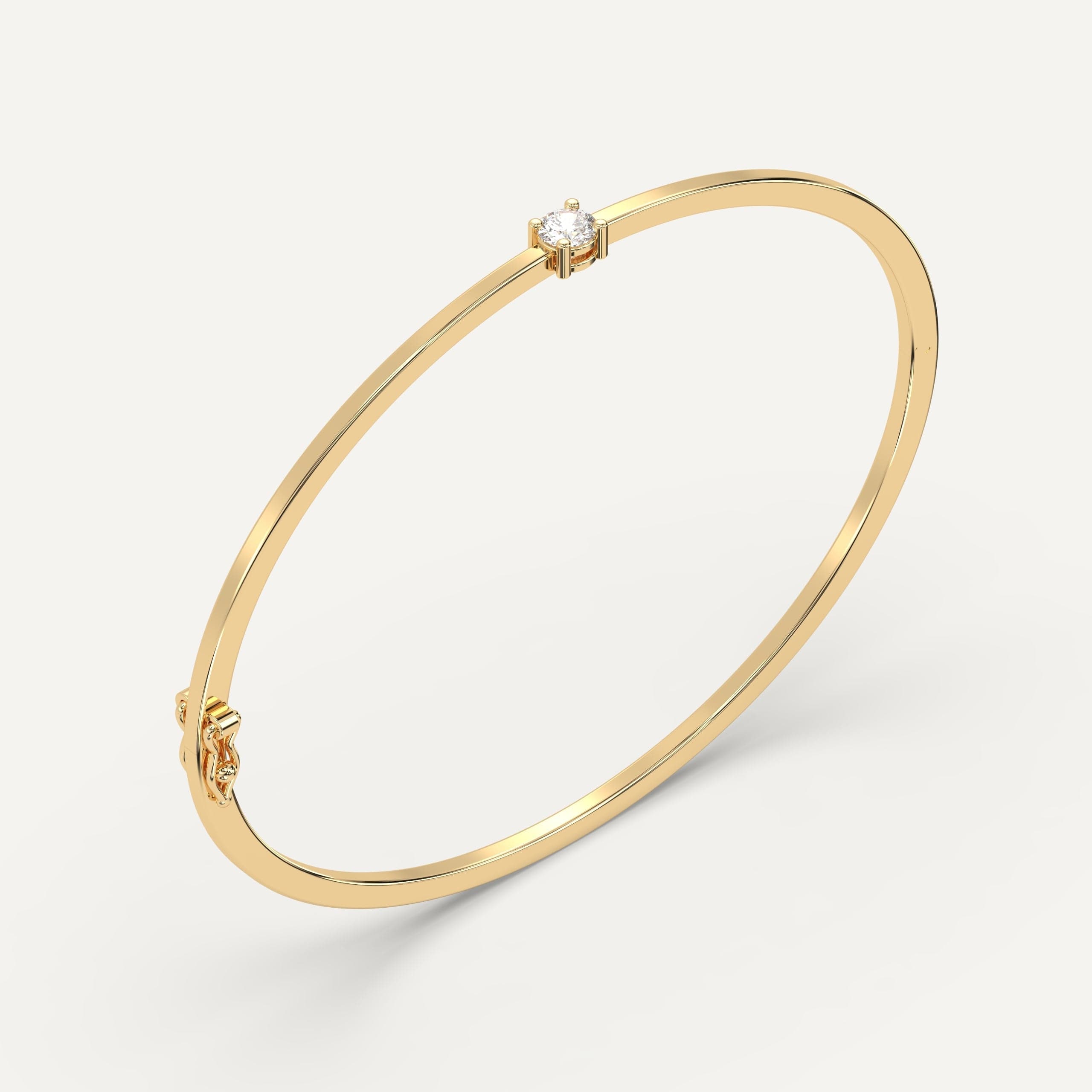 1/4 Carat Round Diamond Solitaire Bangle Bracelet - Elegant 14K Gold Jewelry for Women, Perfect for Weddings, Anniversaries & Special Occasions