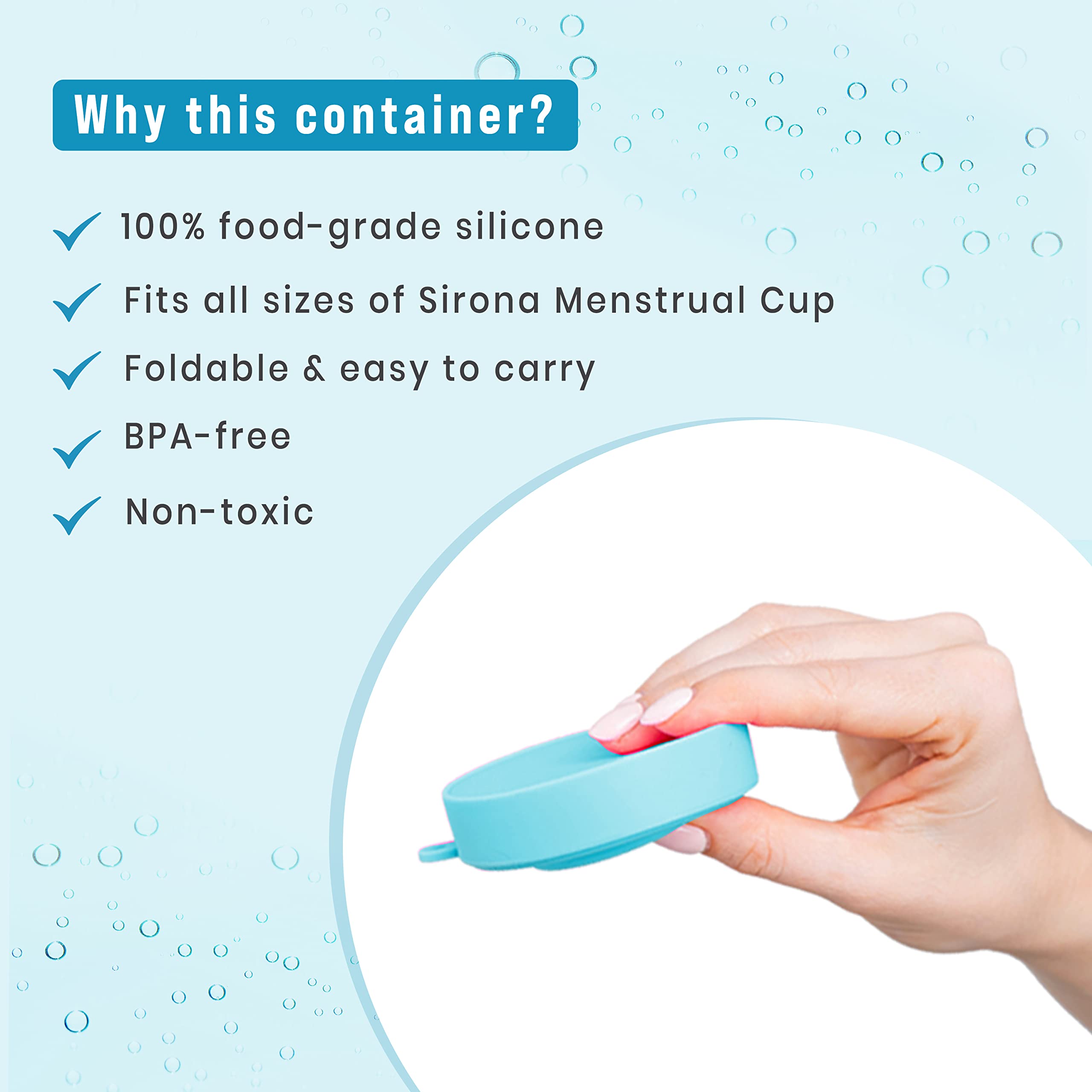 Sirona Foldable Silicone Menstrual Cup Sterilizer Container - BPA Free, Non-Toxic, Microwave Safe | Portable Sanitizer for Travel, Camping & Public Restrooms | Compact Hygiene Solution for Women On-The-Go