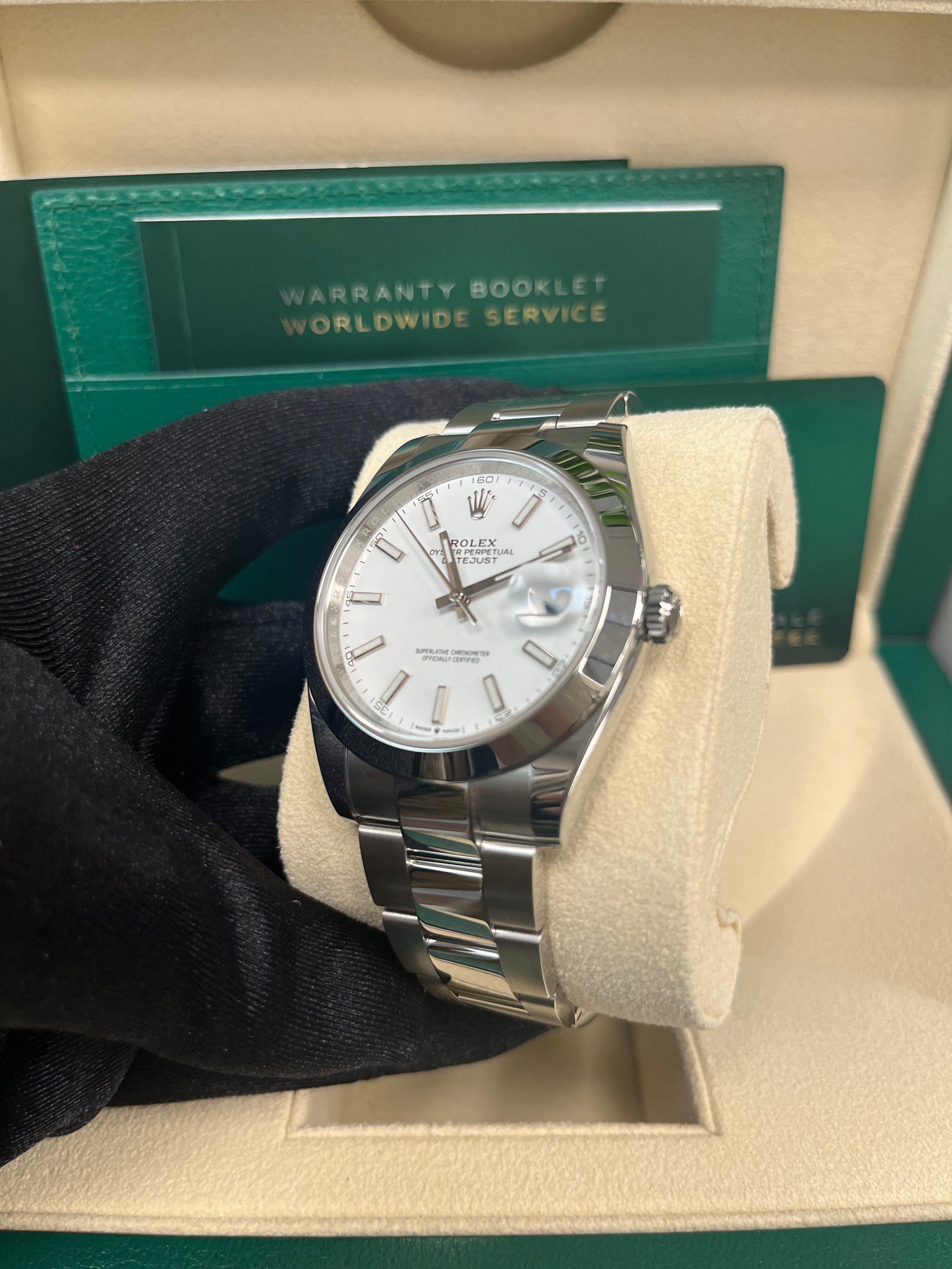 Rolex Datejust 41mm Stainless Steel Watch with Oyster Bracelet & White Index Dial - Ref 126300 - Perfect for Business, Luxury Events & Everyday Wear