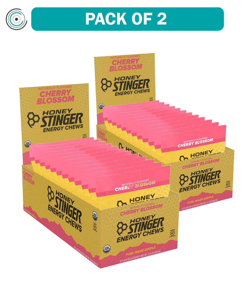 2 Pack Honey Sticker Organic Energy Chews - Cherry Blossom Flavor, Gluten Free, Vegan Snacks for Runners, Cyclists & Outdoor Activities