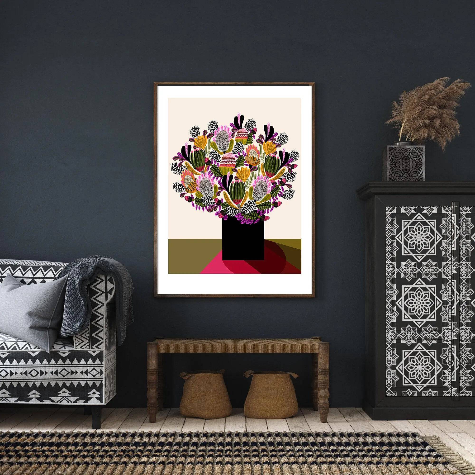 Australian Flowers Wall Decor - Botanical Art Print for Home & Office - Perfect for Living Room, Bedroom & Office Decor