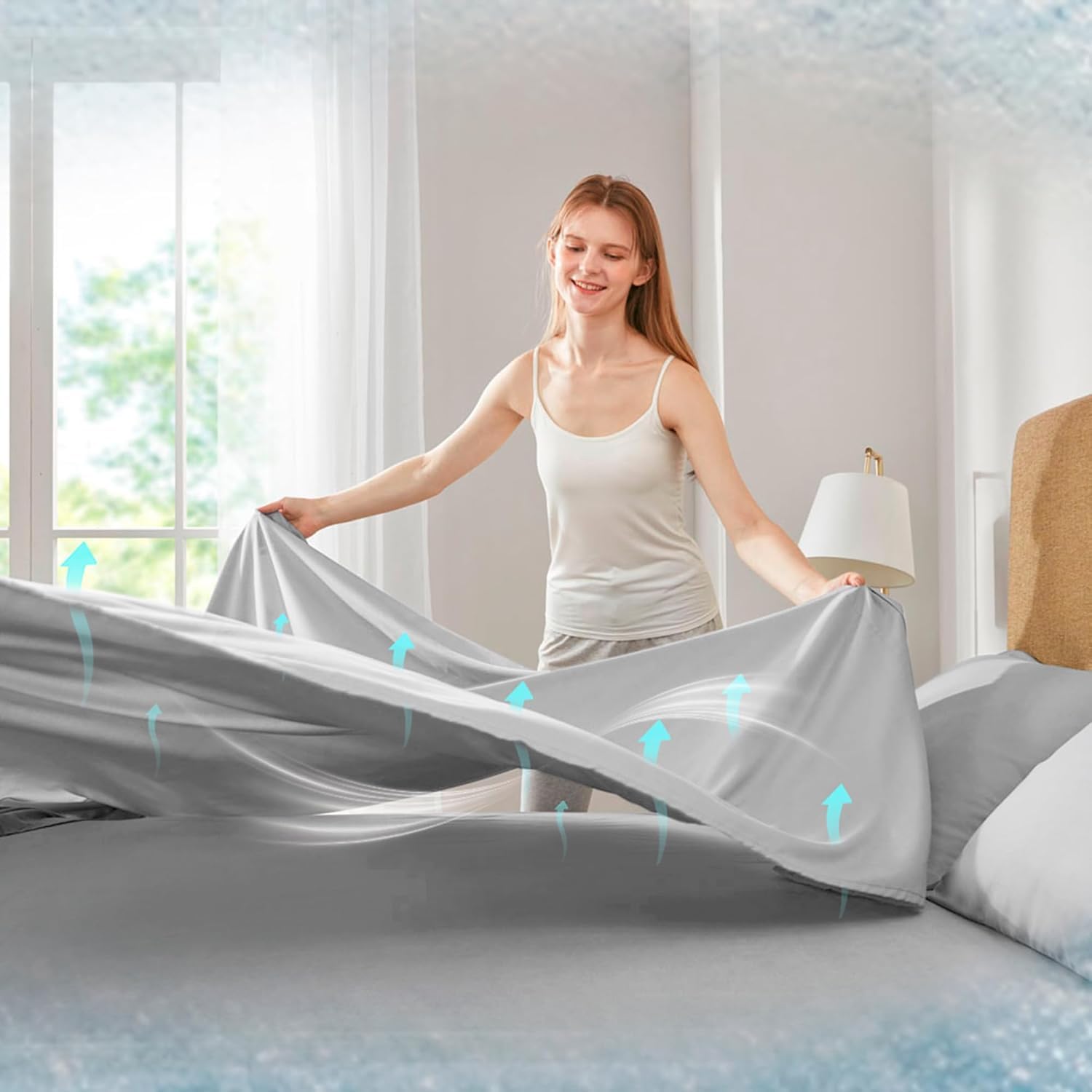 Coolmax Queen Cooling Sheet Set - Moisture Wicking, Soft & Colorfast Bed Sheets for Hot Sleepers | Deep Pocket Fits 16