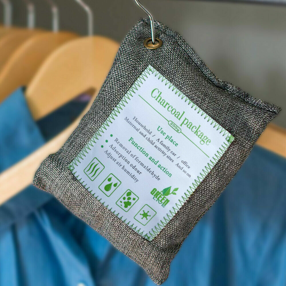 10PCS Activated Bamboo Charcoal Air Purifying Bags - 200g Natural Odor Eliminator for Car, Home, Closet & Shoes | Freshen Air, Absorb Moisture & Remove Bad Smells | Ideal for Pet Areas, Gym Bags & Musty Spaces