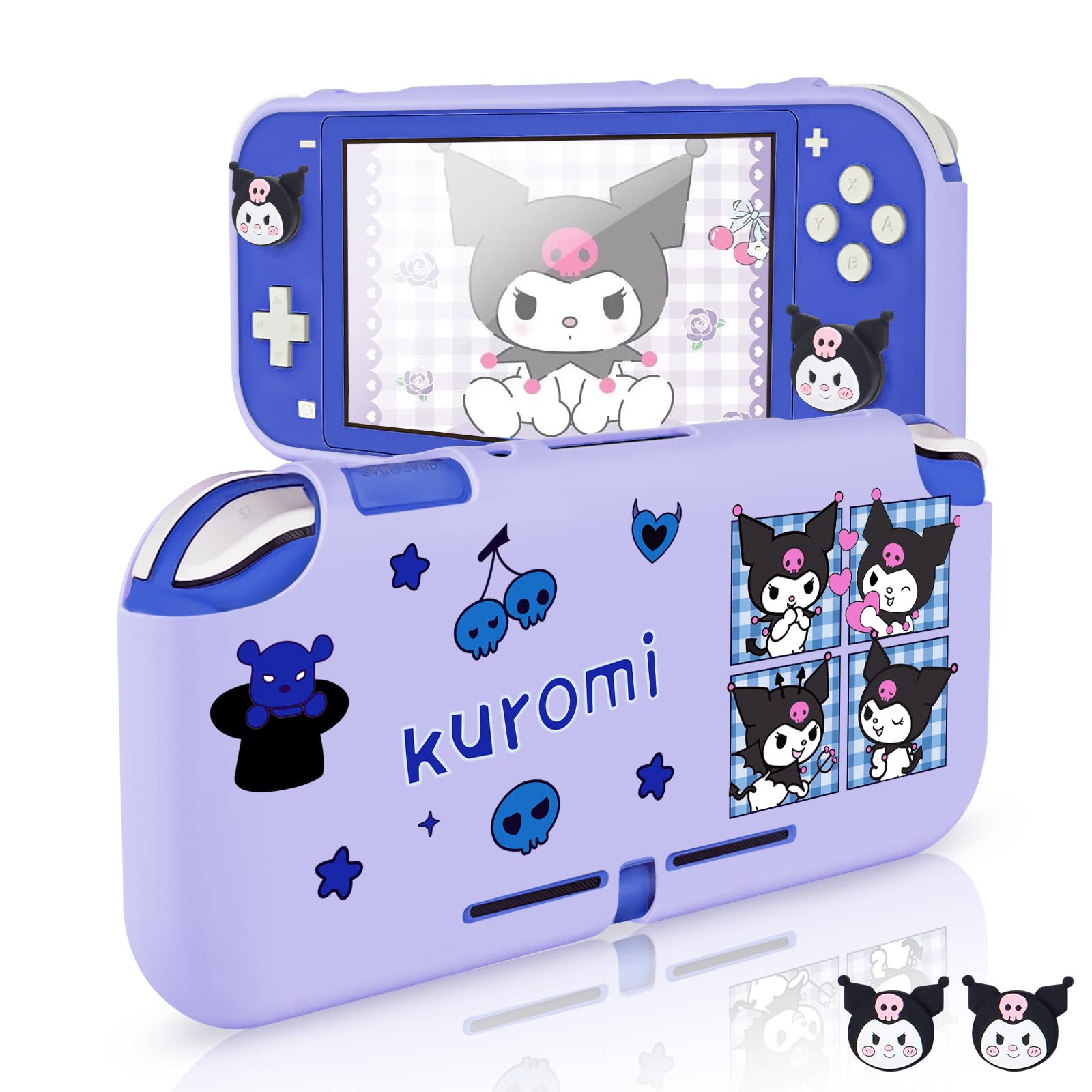 DLseego Soft TPU Protective Case Compatible with Nintendo Switch Lite - Includes 2 Thumb Grip Caps, Purple Bunny Design | Perfect for Gaming, Travel & Everyday Protection