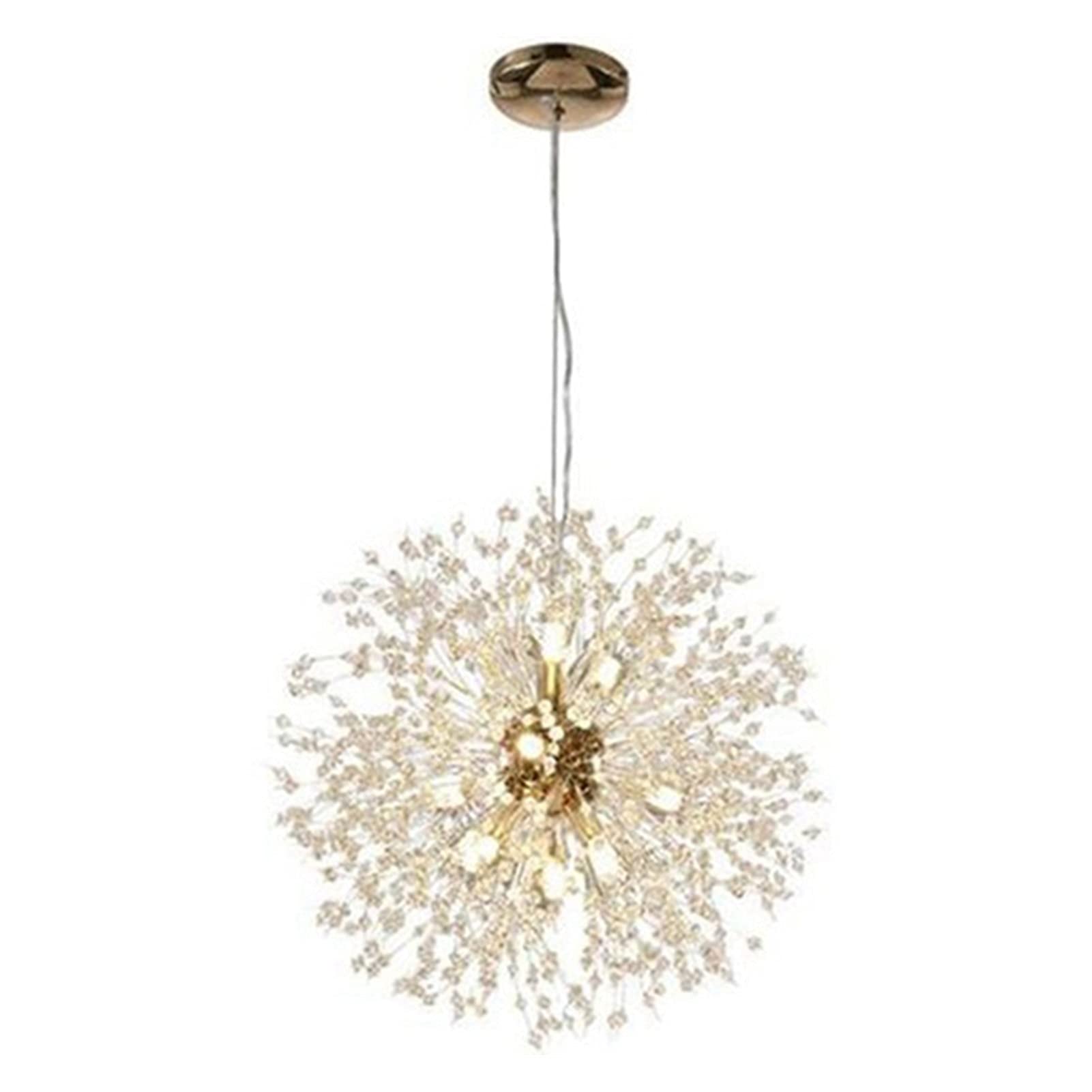 Modern LED Chandelier Light - Golden Dandelion Pendant Lamp for Living Room, Dining Room, Bedroom, Kitchen - Energy Efficient Crystal Ceiling Light Fixture for Home Decor & Wedding Venue Lighting