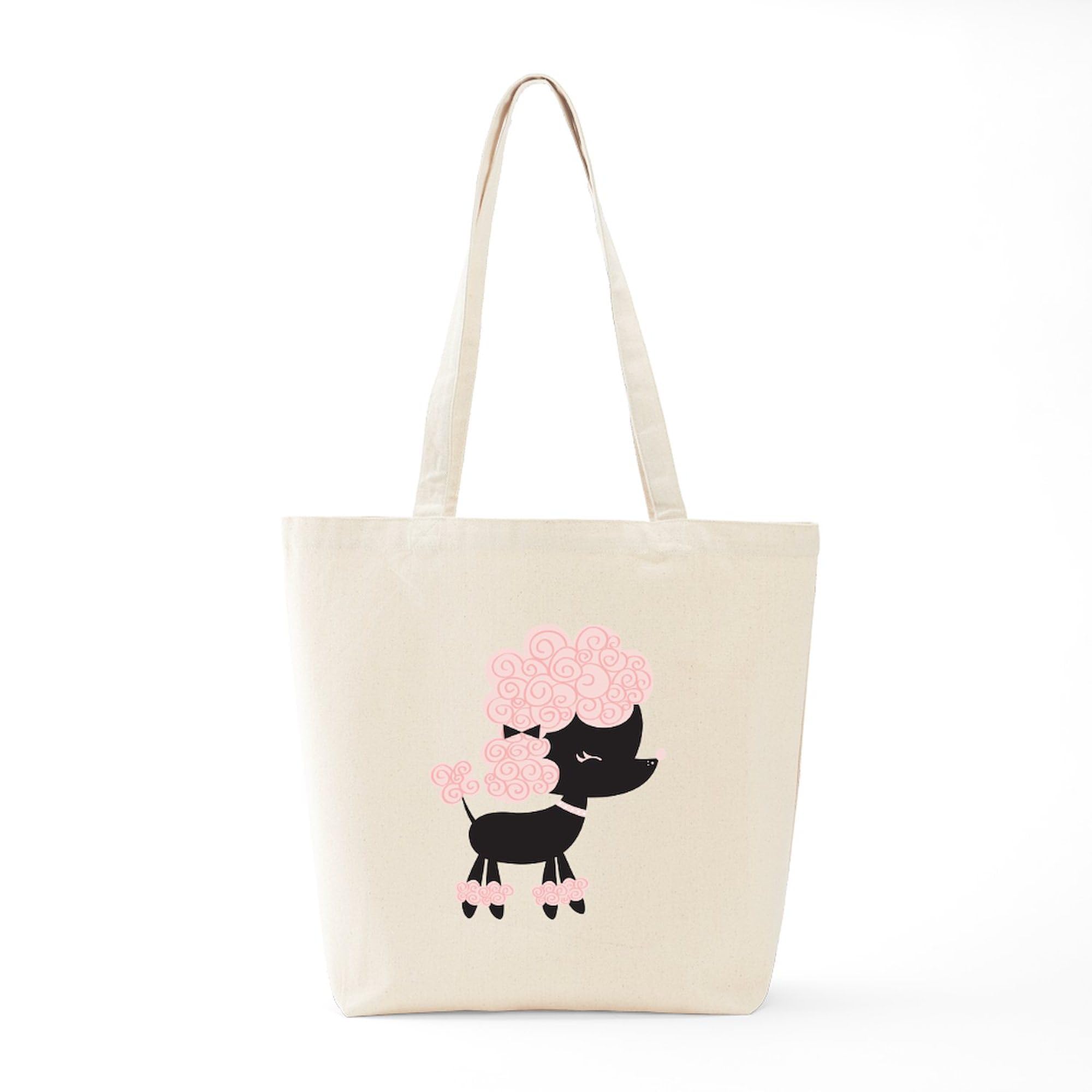 French Poodle Tote Bag - Natural Canvas Reusable Shopping Bag for Women | Eco-Friendly Grocery Tote, Beach Bag & Everyday Carry | Cute Dog Lover Gift