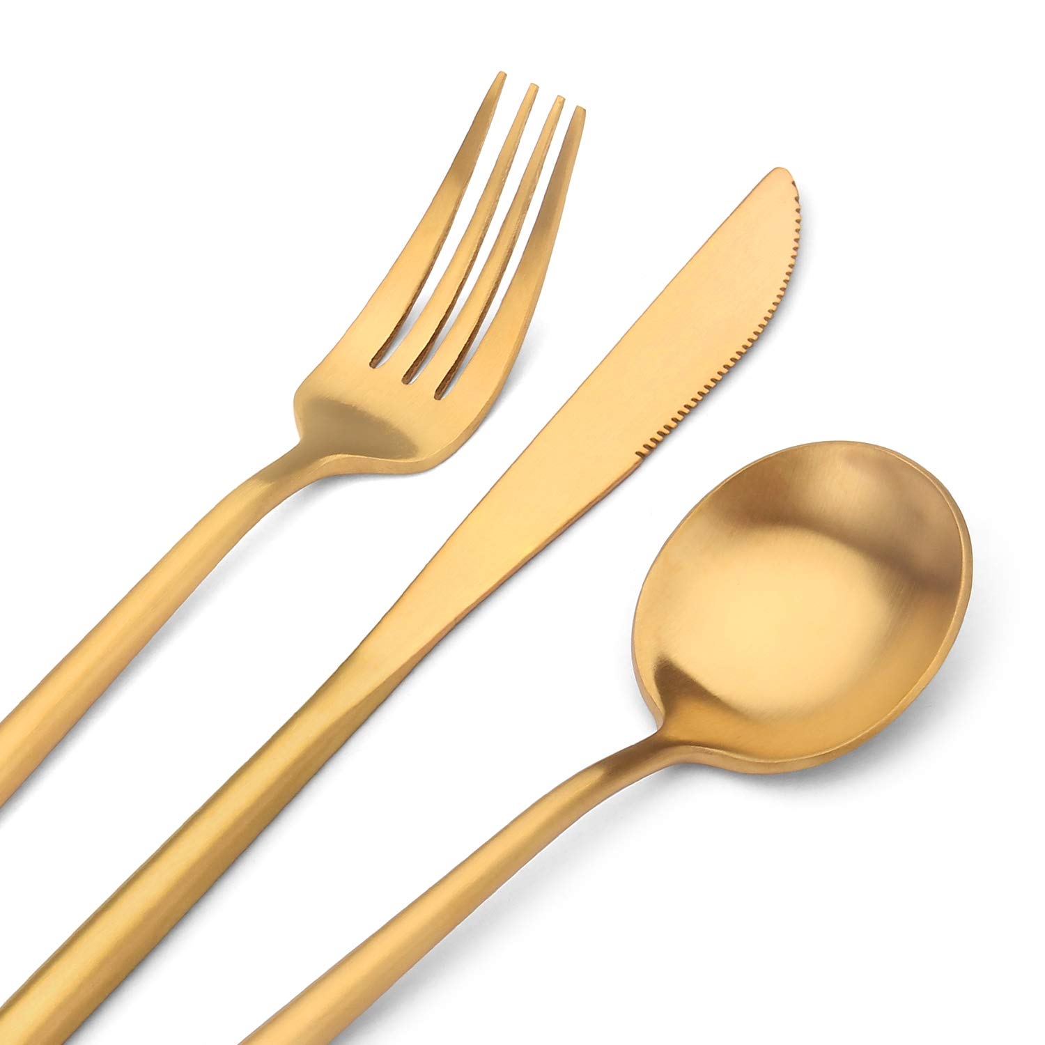 Premium Matte Gold Silverware Set - 20-Piece Stainless Steel Flatware Cutlery Set for 4 (Spoons & Forks) - Elegant Satin Finish, Dishwasher Safe - Perfect for Dinner Parties, Wedding Gifts & Upscale Dining