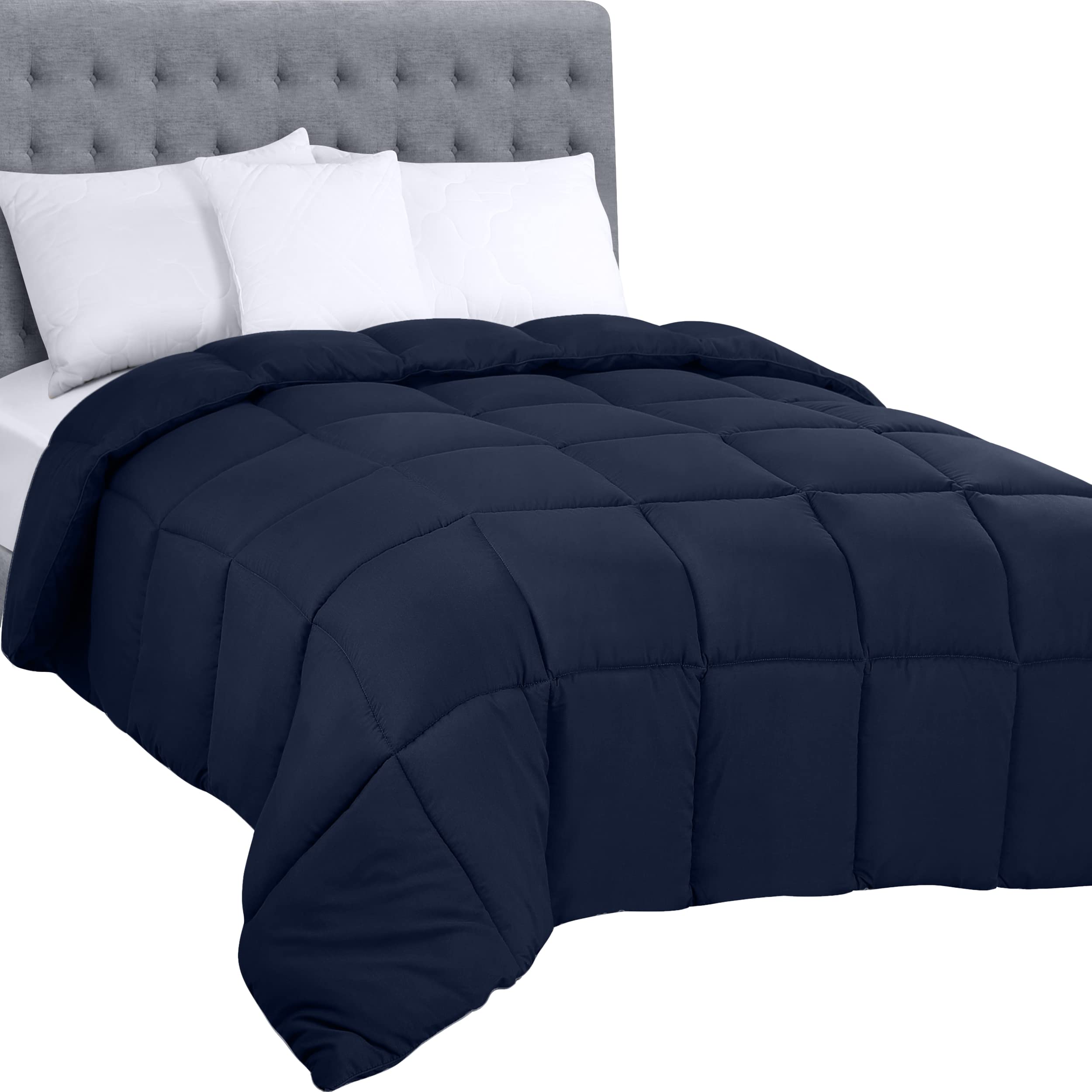 Utopia Bedding King Size All Season Comforter - Down Alternative Box Stitched Duvet Insert with Corner Tabs, Machine Washable (Navy Blue) - Perfect for Cozy Bedroom Decor & Guest Room Essentials