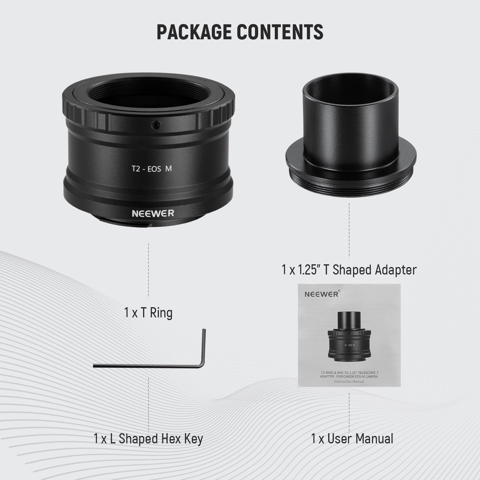 NEEWER EF to T2 Mount Adapter with 1.25