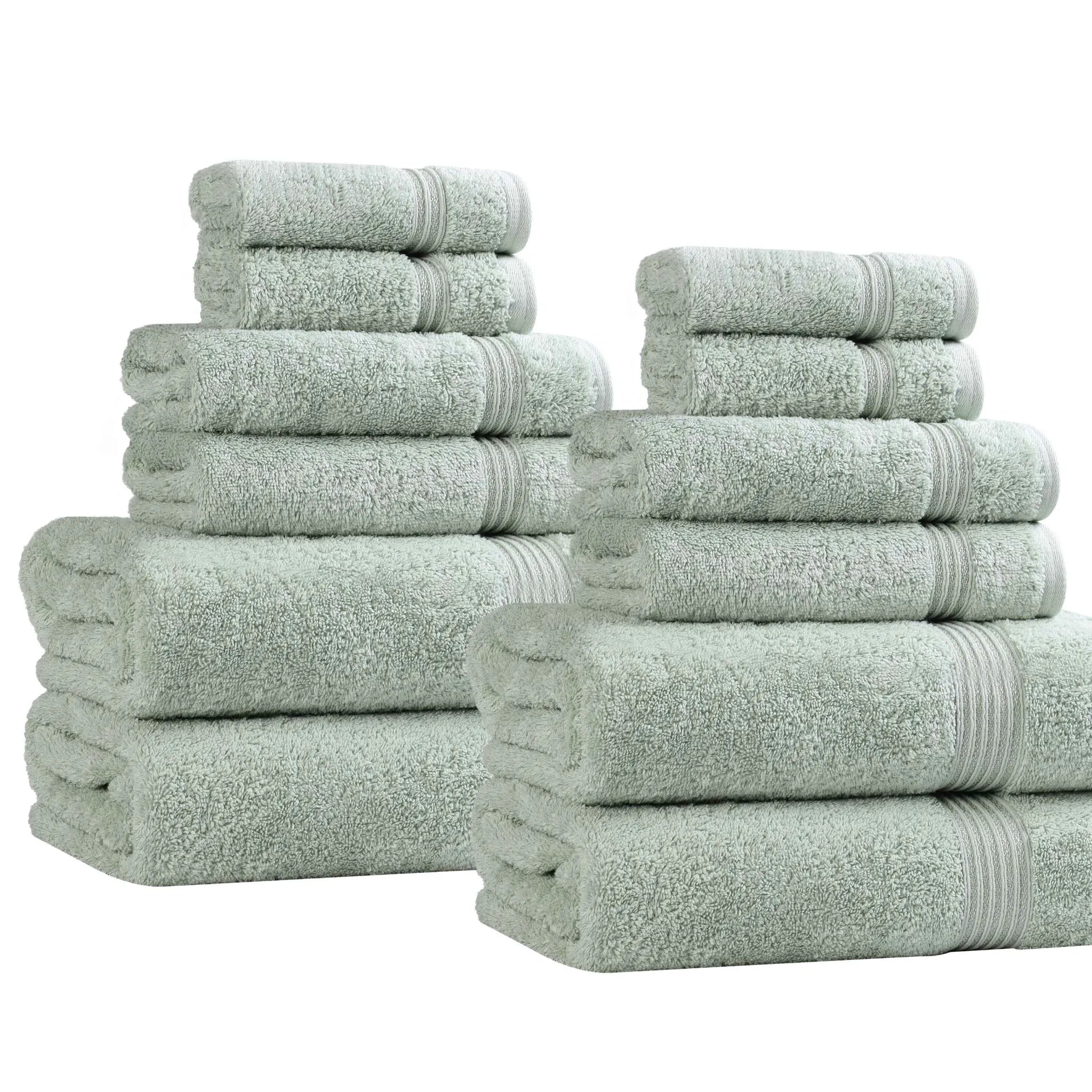 Premium 12-Piece Egyptian Cotton Towel Set - Ultra Soft, Highly Absorbent Bath & Beach Towels for Luxury Spa, Hotel, and Home Use