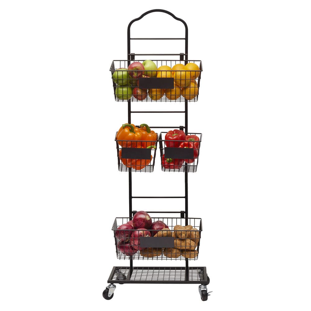 3-Tier Adjustable Metal Storage Rack with Chalkboard Plates - Space Saving Organizer for Kitchen, Bathroom, Office & Garage - Perfect for Storing Spices, Books, Tools & Cleaning Supplies