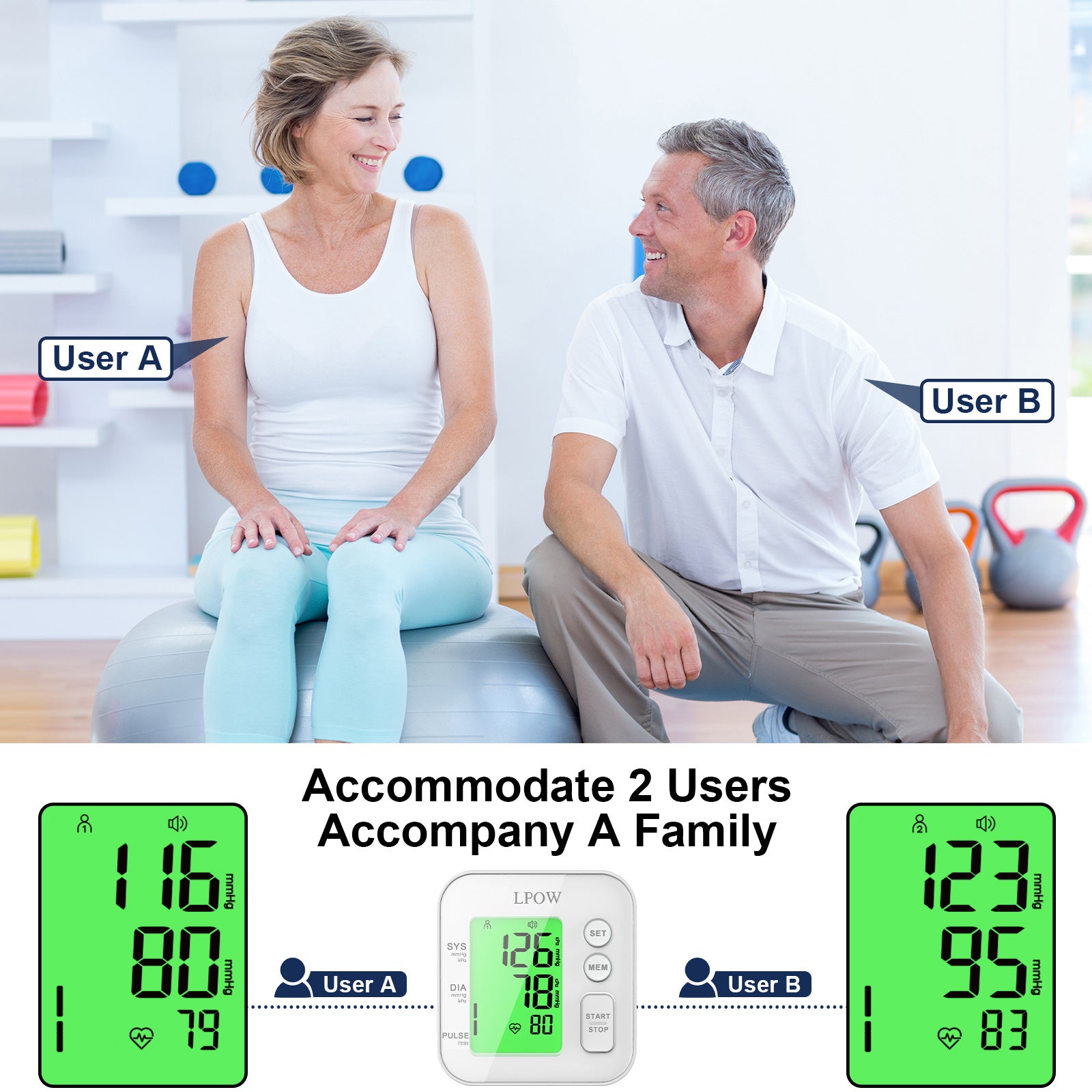 LPOW Upper Arm Blood Pressure Monitor with Voice Speaker - Large Cuff 8.7