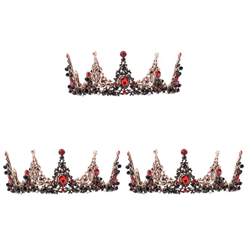 FRCOLOR Halloween Costume Hair Rhinestones Set - 3-Piece Gothic Baroque Vintage Crowns & Tiaras for Women | Perfect for Halloween Parties, Cosplay, and Themed Events