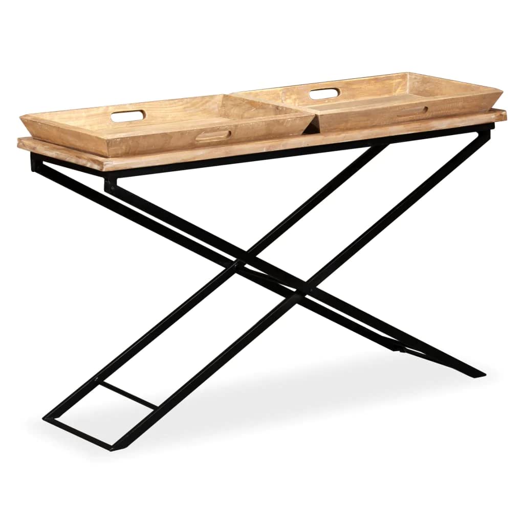 Stylish VidaXL Solid Mango Wood Console Table with Steel Legs - Perfect as Nightstand, Accent Table, or Entryway Sofa Table for Hallway, Living Room & Foyer - Durable Home Decor for Small Spaces & Apartment Living