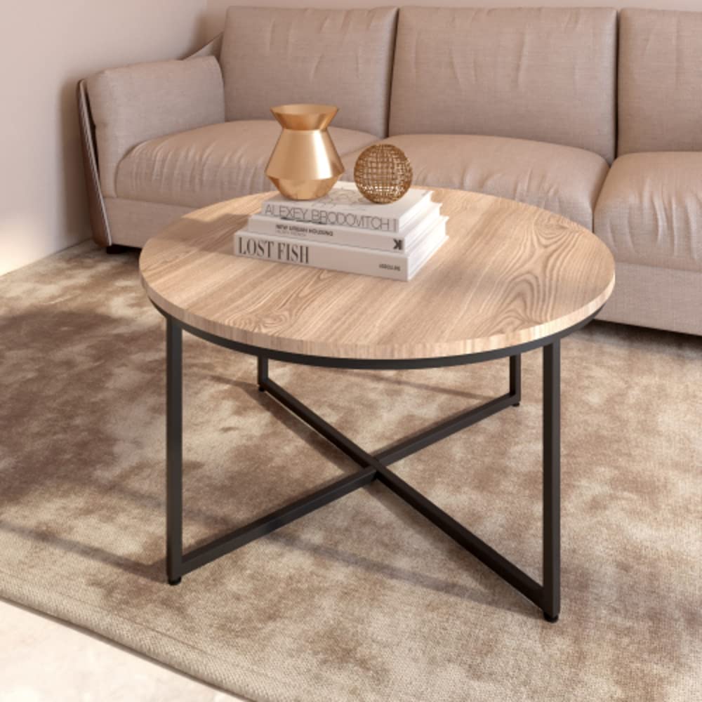 Modern Round Metal Coffee Table - Stylish & Durable Living Room Centerpiece for Small Spaces, Apartments & Home Decor