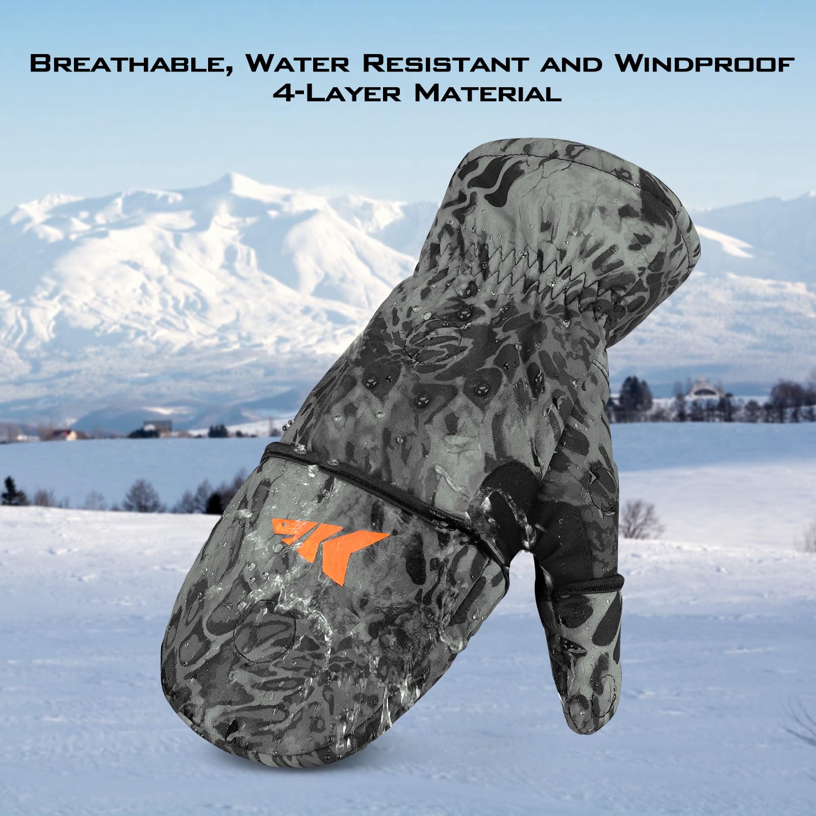 KastKing PolarBlast Ice Fishing Gloves - Convertible Mittens with 3M Thinsulate for Extreme Cold Weather - Waterproof Winter Gloves for Ice Fishing, Photography & Outdoor Activities
