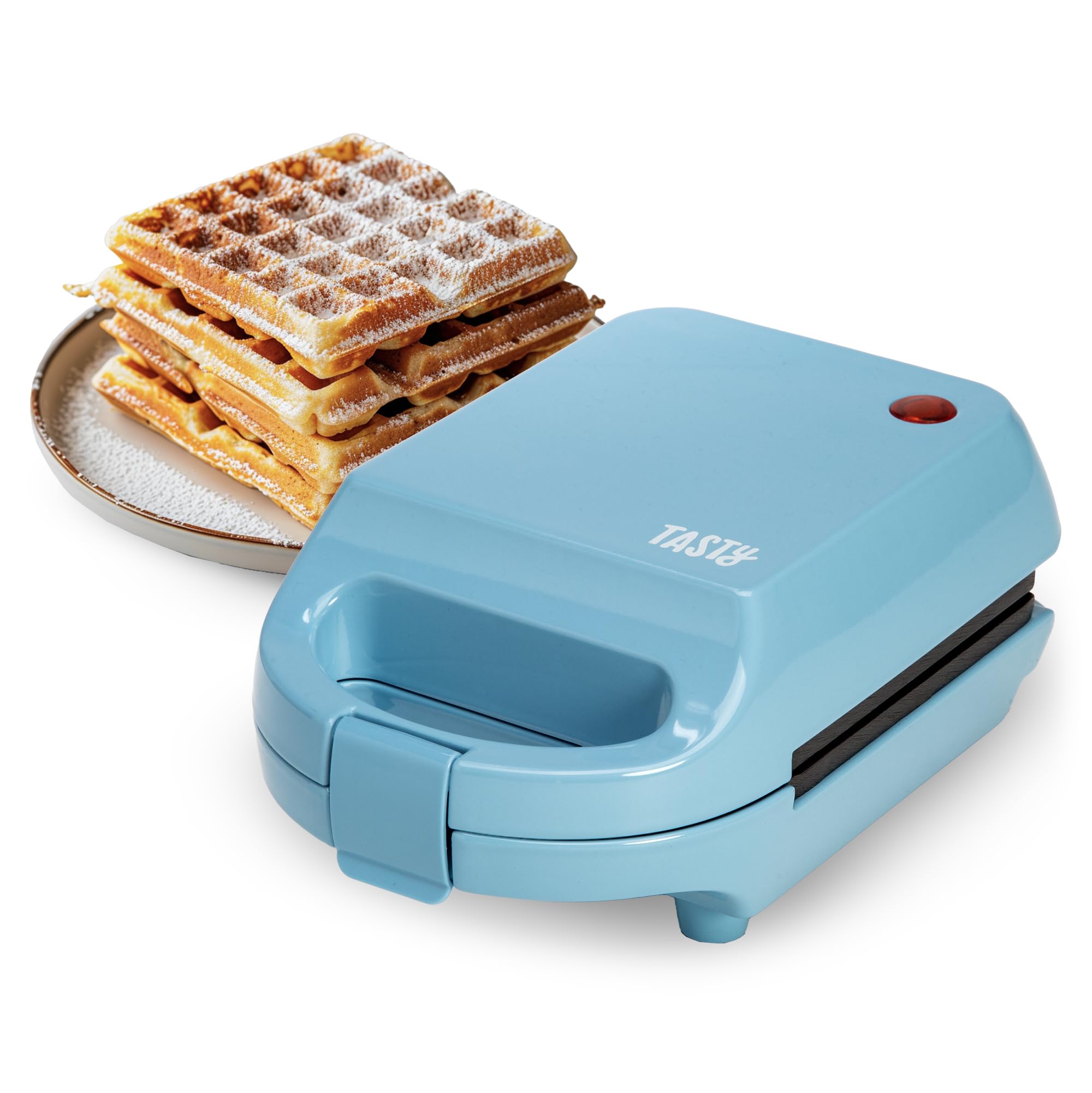 Mini Nonstick Waffle Maker - 600W Compact Electric Waffle Iron for Individual Waffles, Hash Browns, Brownies | Quick Heating & Easy Clean | Perfect for Breakfast, Snacks, Parties & Gifts (Blue)