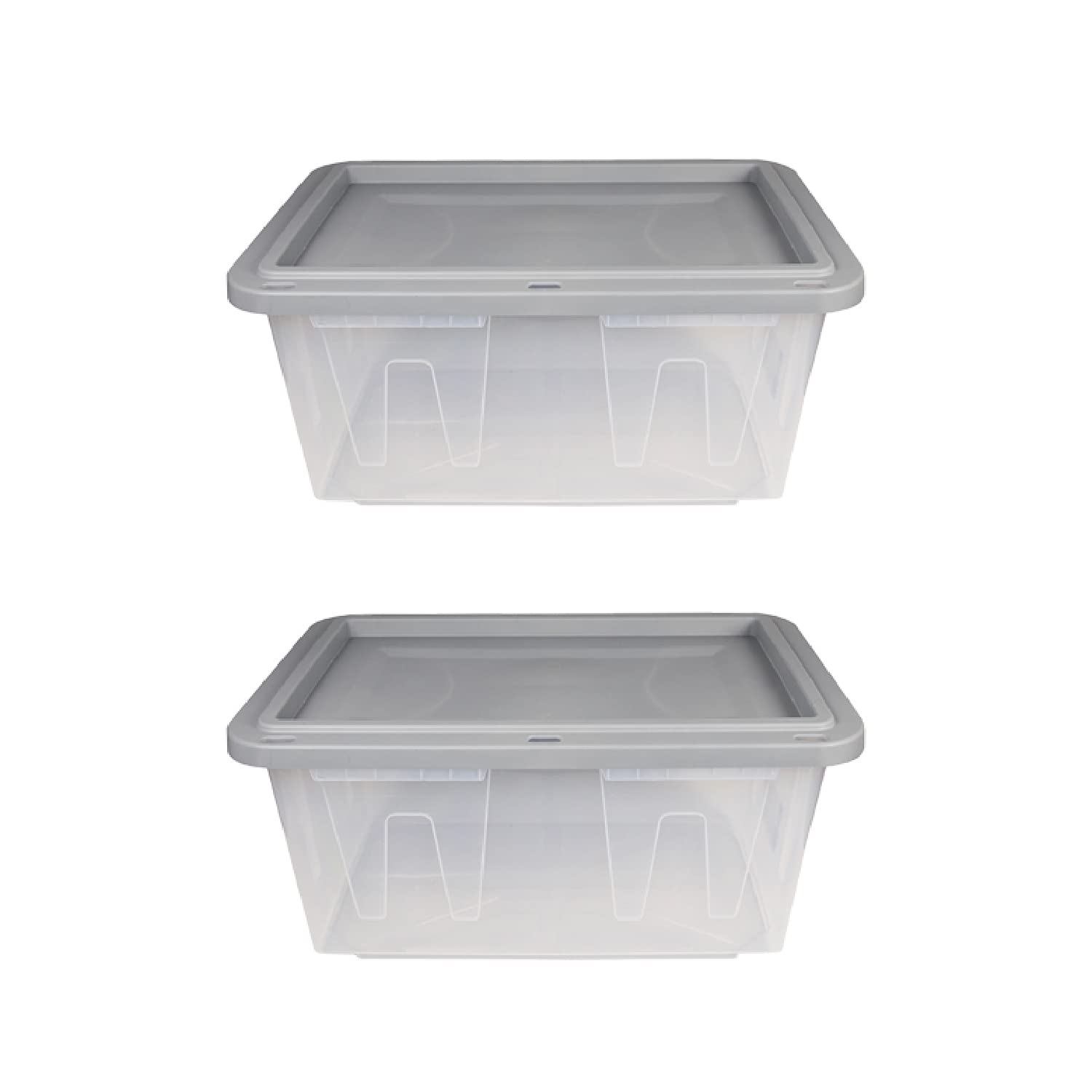 CX BLACK & YELLOW® 27-Gallon Heavy Duty Clear Storage Bins with Snap-Tight Lids (2 Pack) - Weatherproof Stackable Plastic Totes for Garage Organization, Home Storage & Moving Supplies (14.3”H x 20.6”W x 30.6”D) - See-Through Design for Easy Closet & Basement Organization
