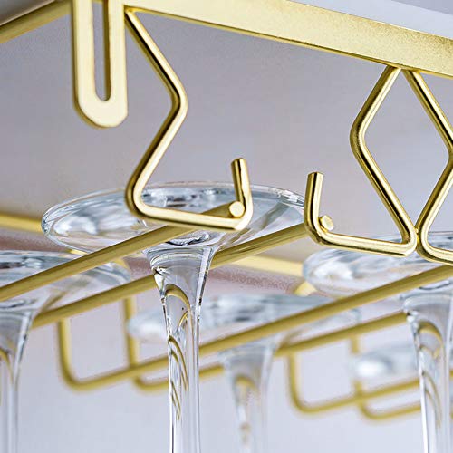 Under Cabinet Wine Glass Holder - Gold Stainless Steel Rack for Kitchen & Bar Organization - Perfect for Storing Stemware in Small Spaces & Home Decor