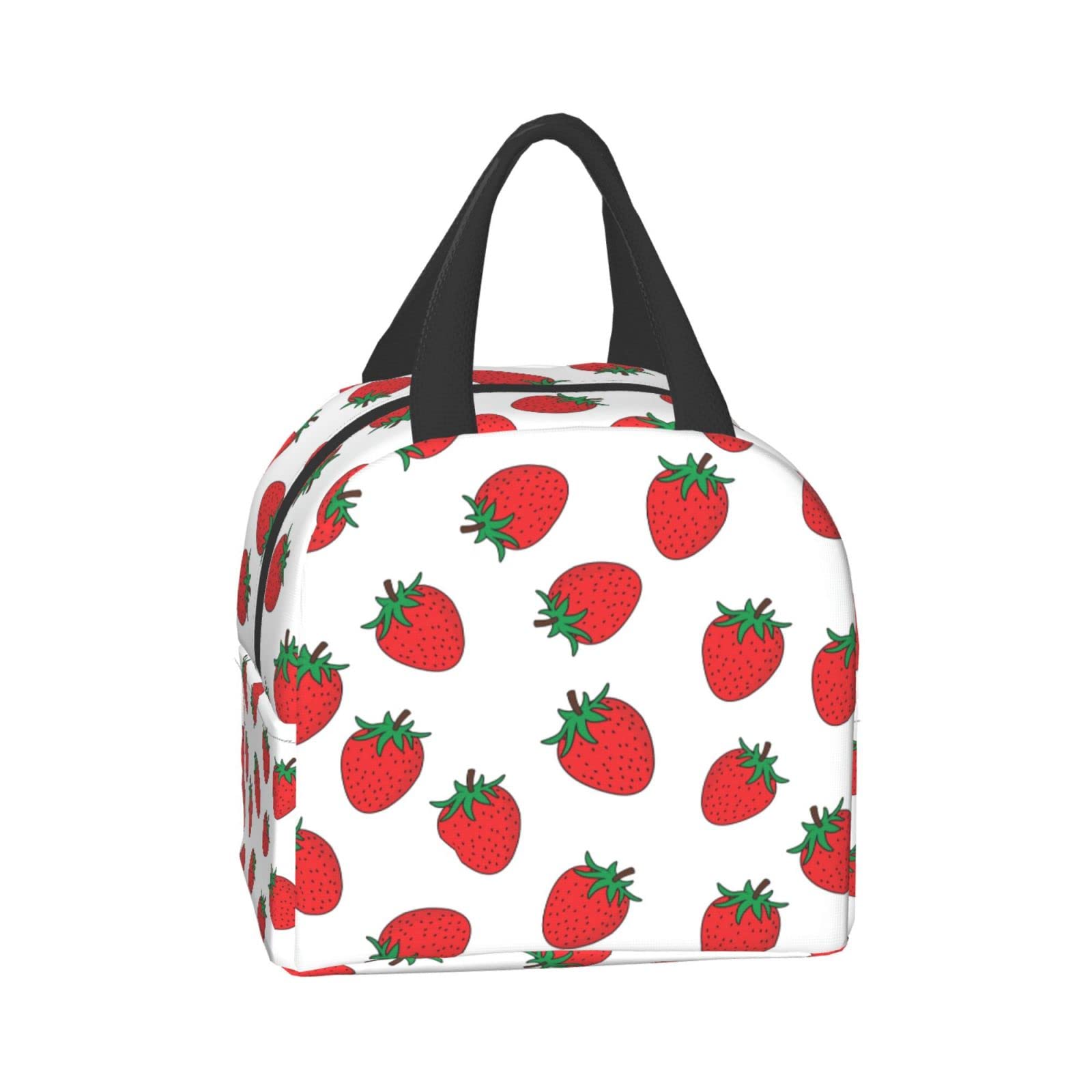 **Insulated Reusable Lunch Bag for Kids, Girls, Women & Teens - Strawberry Design Lunch Box for School, Office, Work, Picnic & Travel - BPA-Free, Leak-Proof & Easy to Clean**