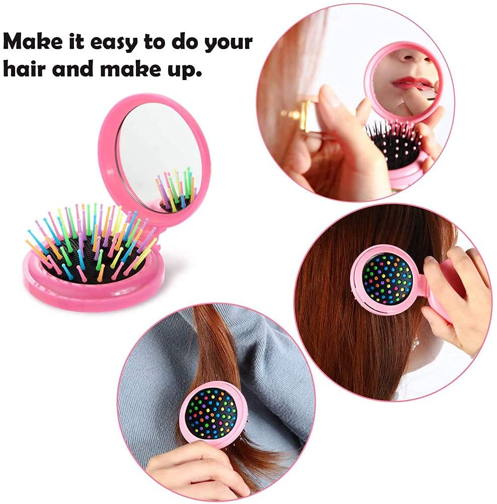 Unicorn Hair Brush Set with Massage Comb & Mirror - Cute Styling Tools for Girls, Perfect Birthday Gift (Pack of 2) - Ideal for Home, Travel & Salon Use