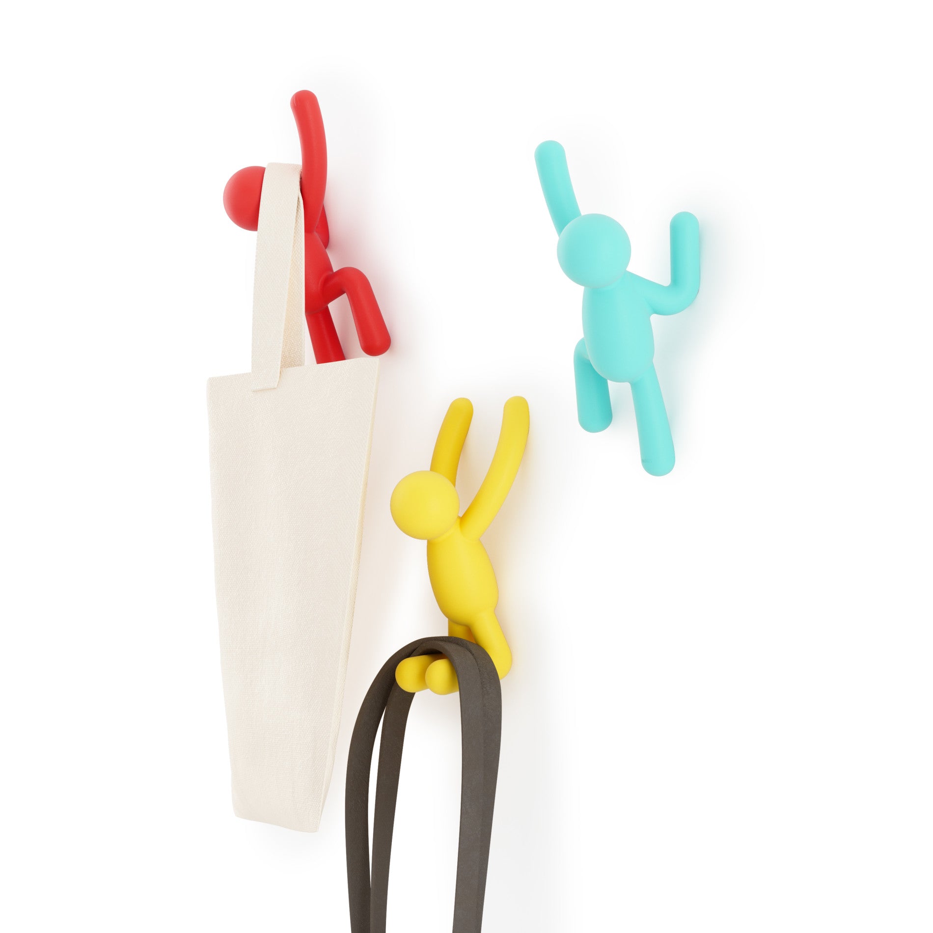 Buddy Wall Hooks Set of 3 - Heavy Duty Adhesive Hooks for Hanging Coats, Hats & Keys - Perfect for Home, Office & Dorm Organization