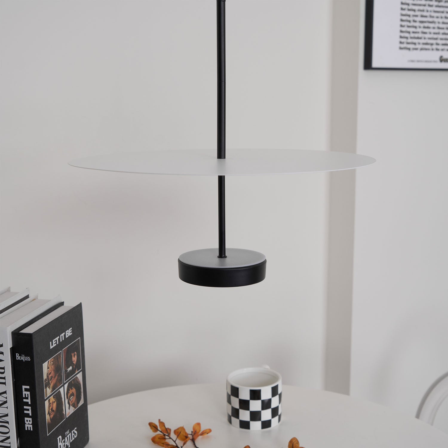 Modern Flat Pendant Light Fixture - Sleek Minimalist Ceiling Lamp for Kitchen Island, Dining Room & Bedroom Lighting - Energy Efficient LED Hanging Light with Adjustable Cord