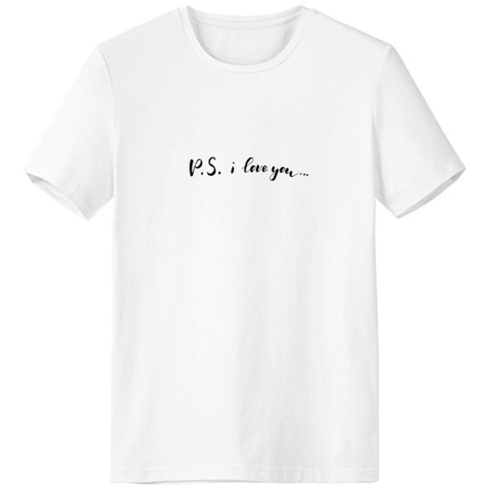 P.S. I Love You Handwritten Quote T-Shirt - Casual Short Sleeve Pocket Tee for Work, Sports & Everyday Wear | Perfect Gift for Couples & Romantic Occasions