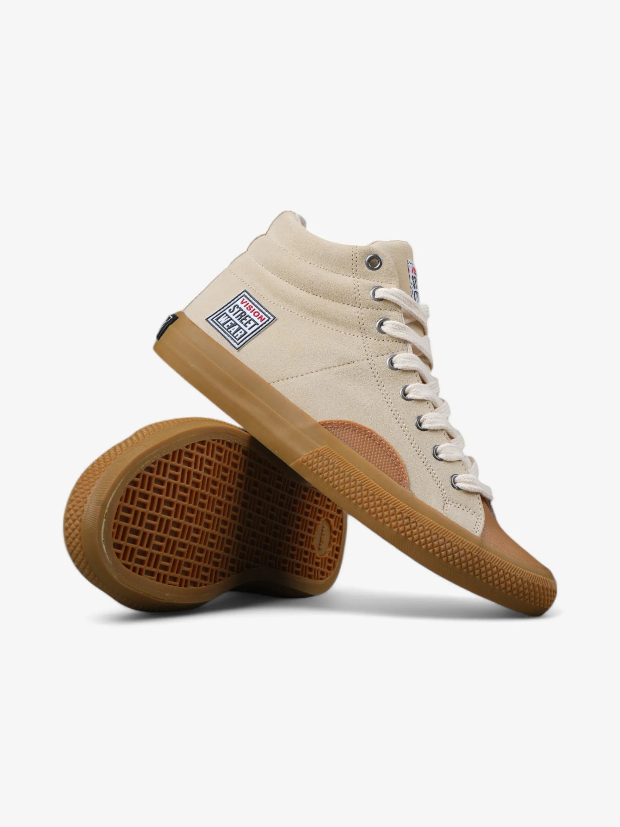 Vision Street Wear Canvas Sneakers for Men & Women - Beige Casual Shoes for Skateboarding, Streetwear Fashion & Everyday Comfort