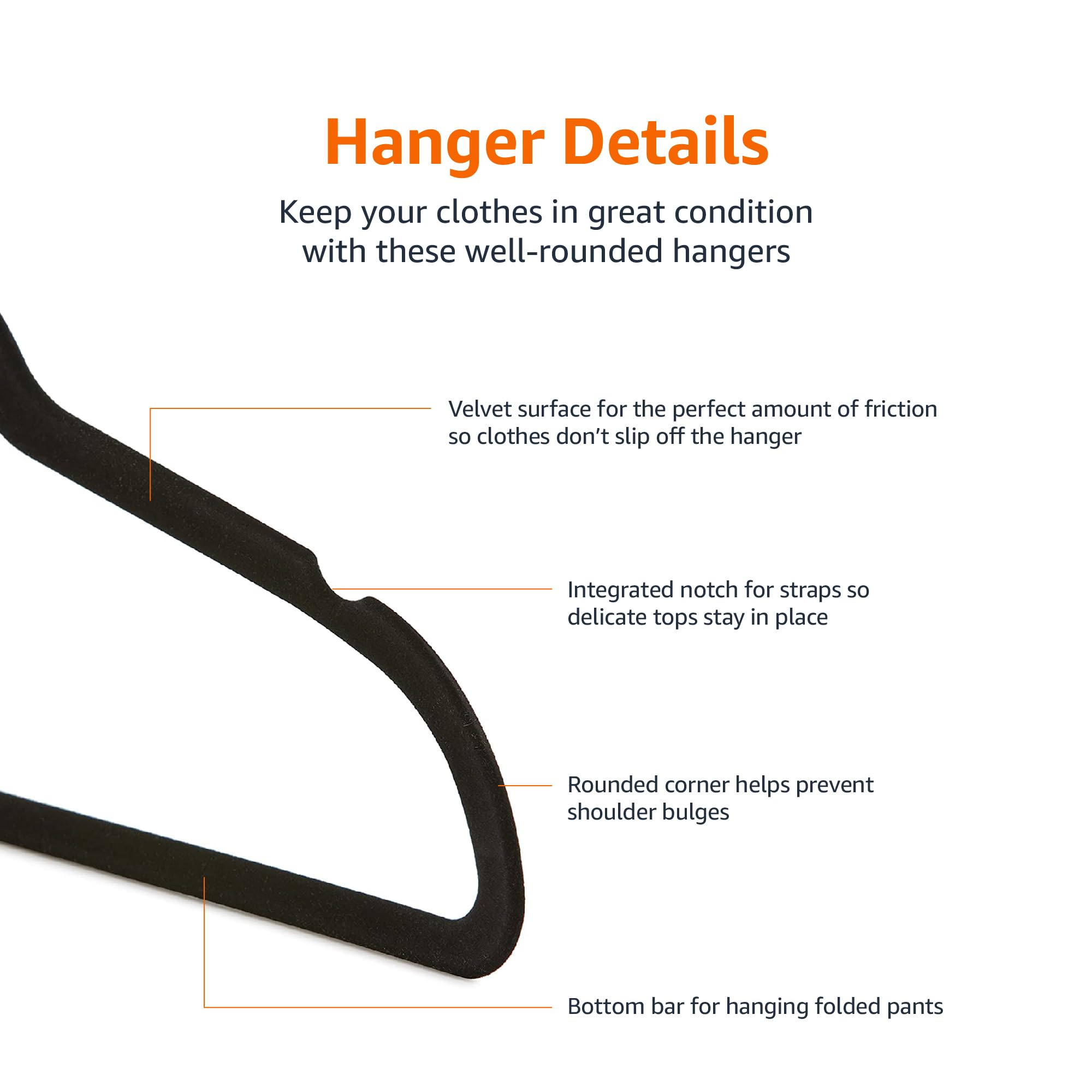 Amazon Basics Slim Velvet Non-Slip Clothes Hangers - 30 Pack (Black/Rose Gold) - Space Saving Hangers for Suits, Dresses & Coats - Perfect for Closet Organization & Travel