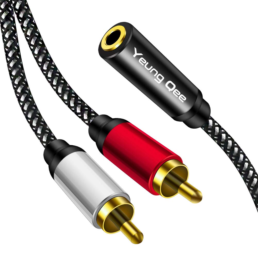 3.5mm Female to 2RCA Male Stereo Audio Y Adapter Cable - 6FT/2M High-Quality Audio Connector for TV, Smartphones, MP3, Tablets, Speakers & Home Theater - Perfect for Gaming, Music Streaming & Home Entertainment