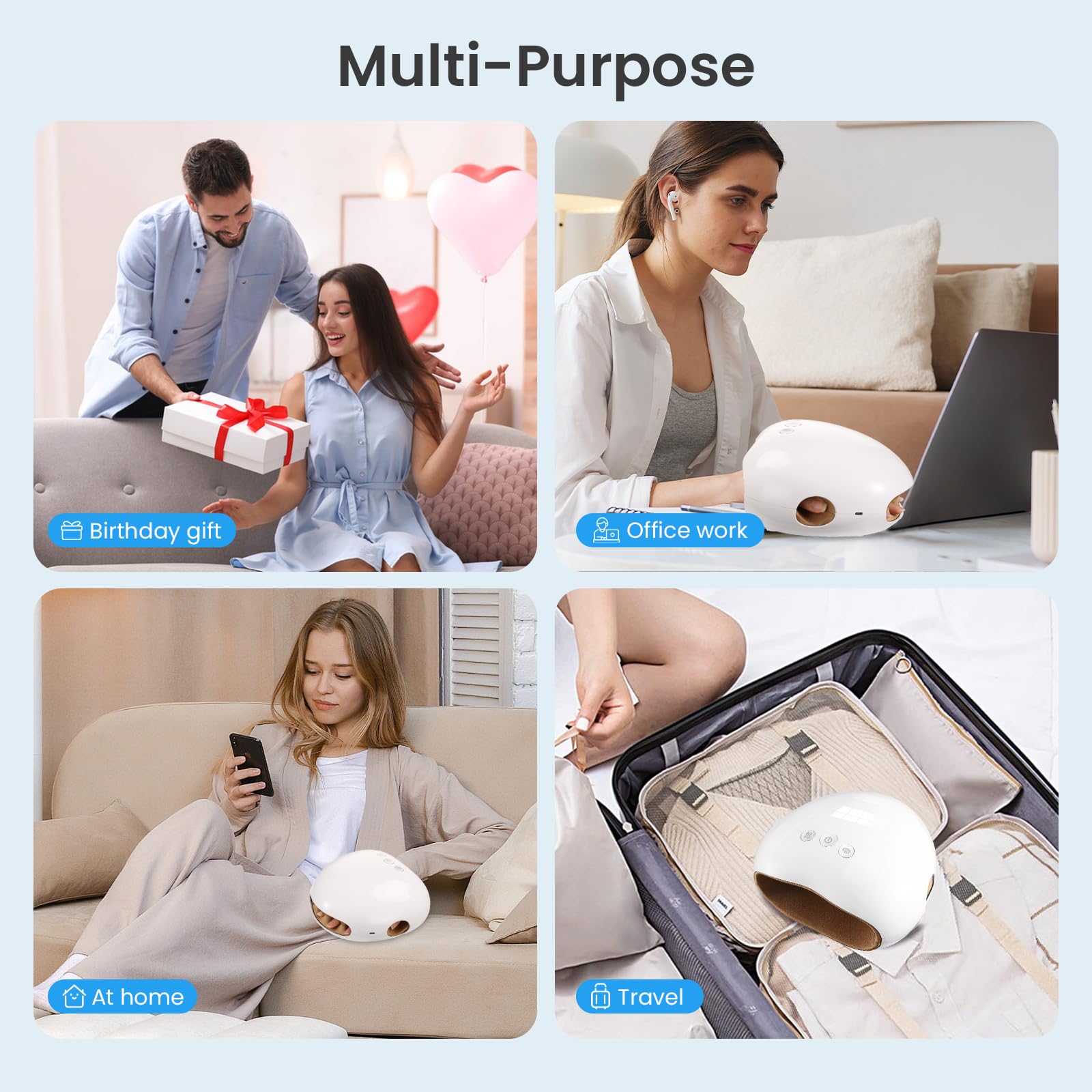 NOWWISH Electric Hand Massager with Heat & Compression - Relief for Arthritis, Carpal Tunnel & Joint Pain - Perfect Mothers Day, Birthday Gifts for Women & Men (White) - Ideal for Home, Office & Post-Workout Relaxation