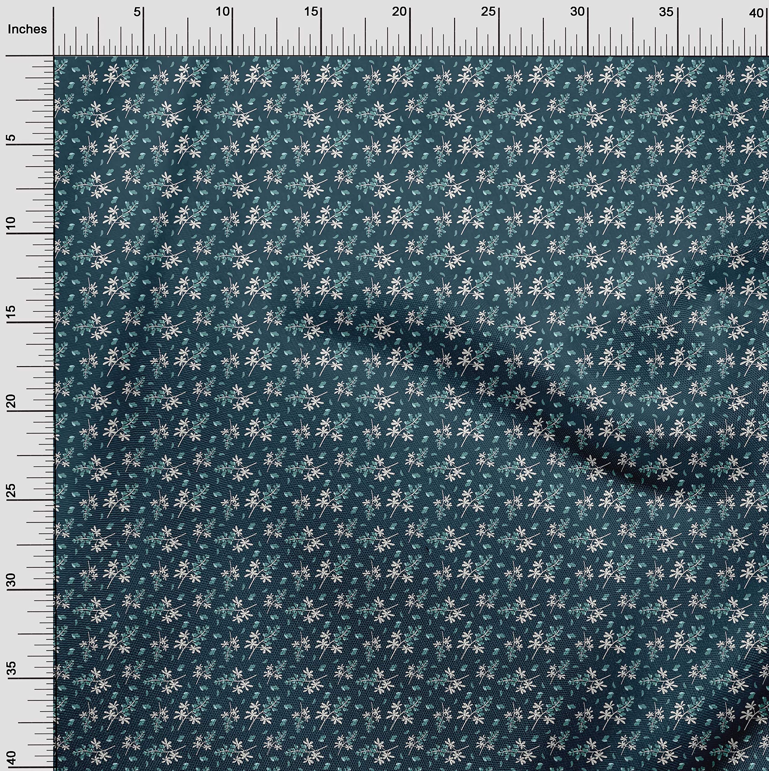 oneOone Viscose Jersey Blue Floral Print Fabric for Kids Clothing - 60 Inch Wide DIY Sewing Material by The Yard | Perfect for Dresses, Skirts & Craft Projects