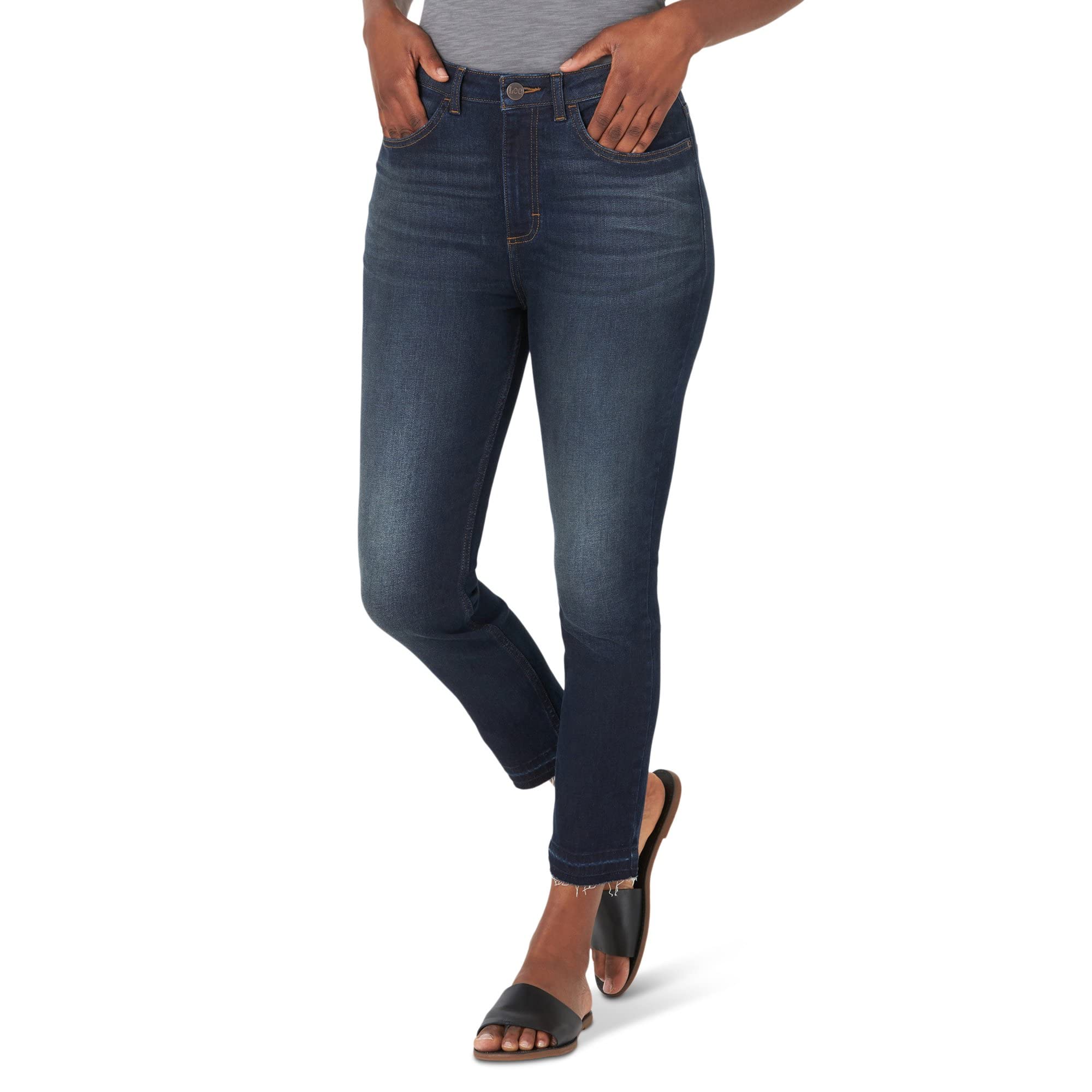 Lee Women's Slim Fit High Rise Skinny Jeans - Dark Harbor Wash | Comfortable Stretch Denim Pants for Casual Wear, Work & Night Out