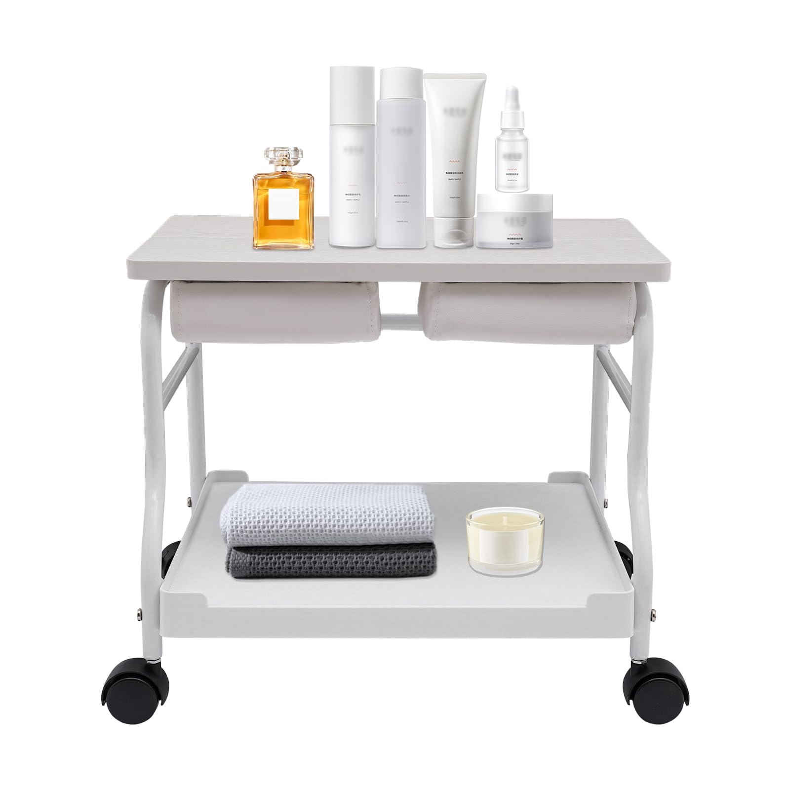 **Professional Pedicure Foot Rest Cart - Portable Beauty Salon Nail & Foot Bath Spa Trolley for Manicure, Pedicure & Massage - White Salon Furniture with Adjustable Footrest Stand - Perfect for Home Spa, Nail Salons & Relaxation**