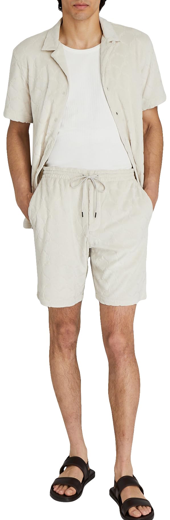 Club Monaco Men's Jacquard Toweling Shorts - Breathable & Stylish Casual Shorts for Summer, Beach, and Lounge Wear