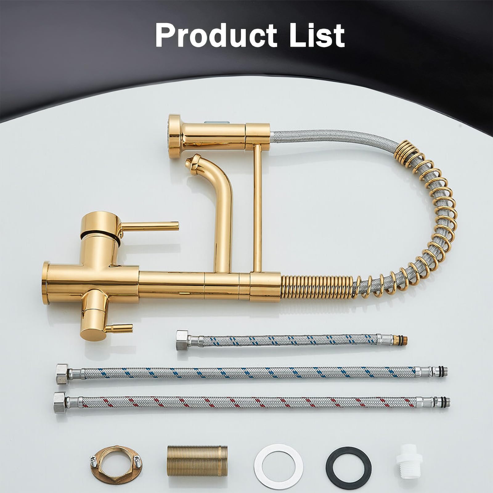 TVTIUO 3-Way Kitchen Faucet with Water Filter, Pull-Out Shower, 360° Swivel Spout, Brass Finish in Gold - Ideal for Modern Kitchens and Home Renovations