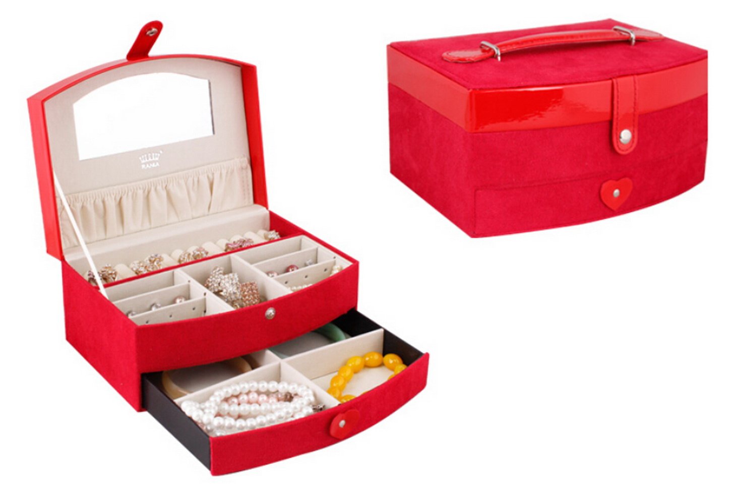 Elegant Two-Layer Leather Jewelry Box with Lock, Mirror & Drawer - Premium Jewelry Organizer for Necklaces, Rings & Earrings - Perfect for Travel, Home Storage & Gift Giving