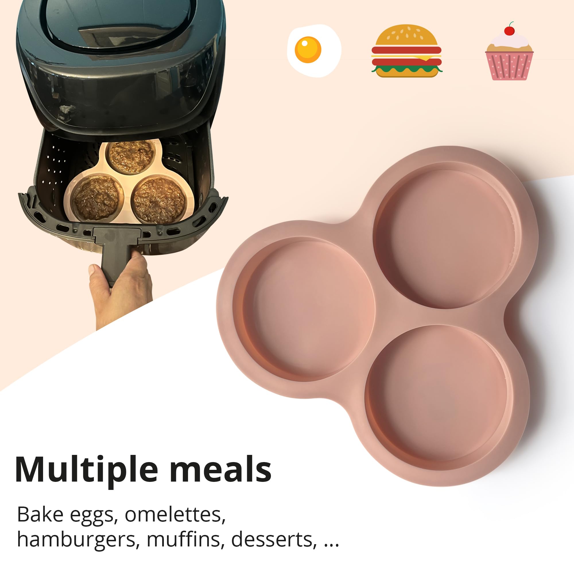7-Piece Air Fryer Accessories Set - Non-Stick Silicone Liners, Egg Bite Mold & Reusable Basket Liner for Healthy Cooking | Perfect for Air Fryer XL, Instant Pot & Ninja Foodi | Bake, Roast & Meal Prep