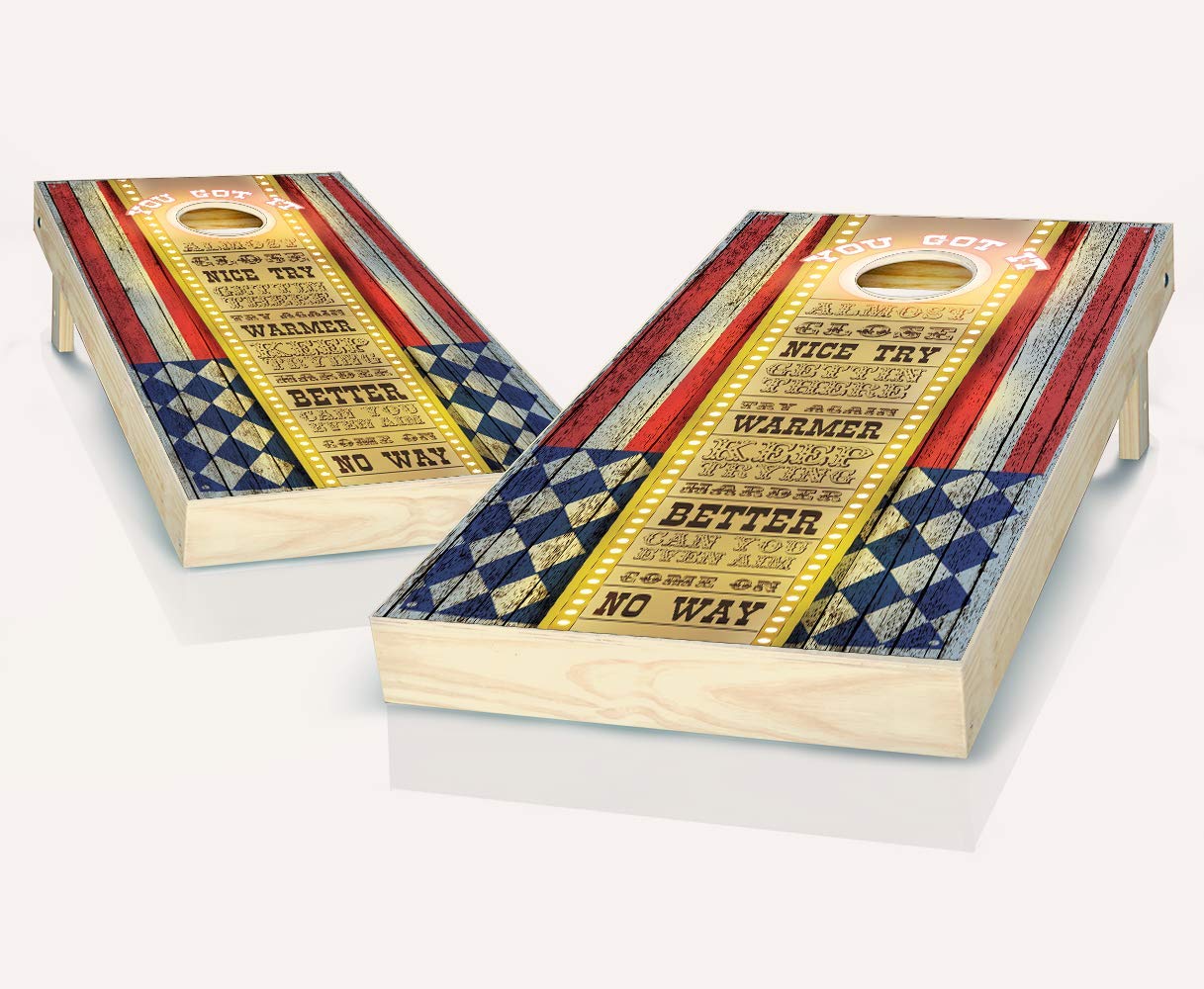 Premium Americana Cornhole Game Set - 2 Regulation-Sized Boards & 8 All-Weather Bean Bags - Patriotic Outdoor Lawn Game for Backyard BBQs, Tailgating & Camping