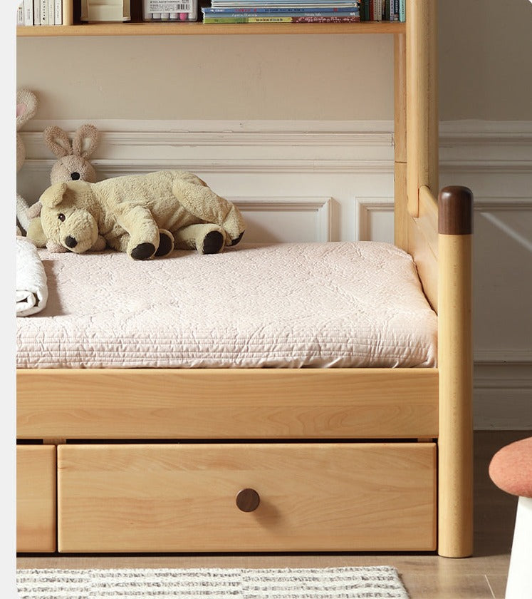 Solid Oak Wood Multi-Function Storage Bed - Queen Size Platform Bed with Underbed Drawers for Small Space Bedroom, Guest Room & Studio Apartments