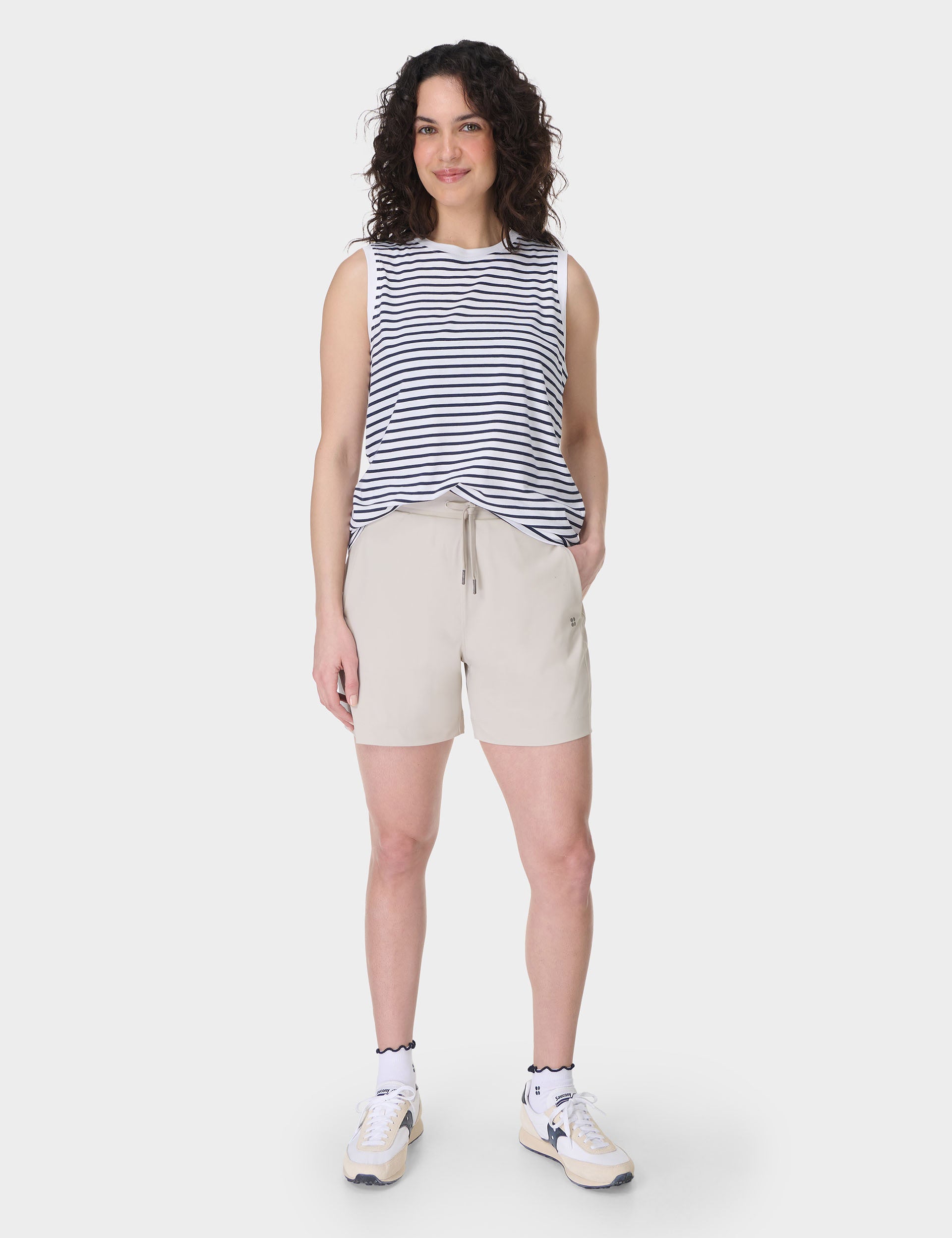 Essential Sleeveless Vest for Women - White & Navy Striped Casual Tank Top | Perfect for Summer, Layering, and Outdoor Activities