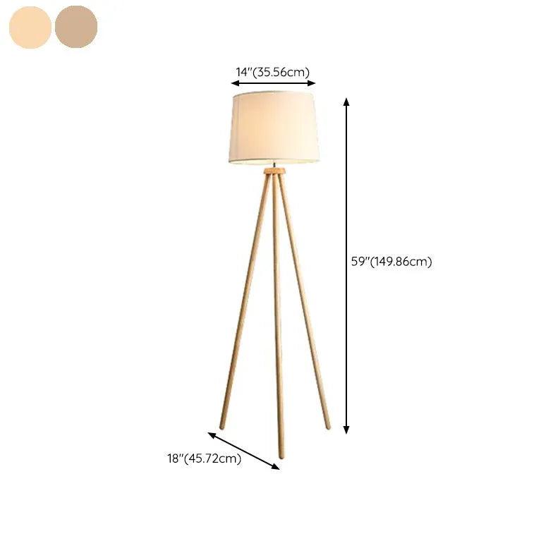 Modern White Cylindrical Wooden Tripod Floor Lamp - Adjustable Height Living Room Lighting for Bedroom, Office & Reading Nook - Warm Ambient Light for Cozy Home Decor