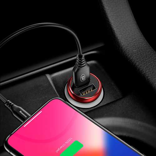 Baseus QC3.0 Fast Car Charger with Dual USB Ports (5V 2.4A) - Quick Charge Compatible for iPhone 8/X, Samsung S8, Xiaomi 6 - Perfect for Road Trips & Daily Commute
