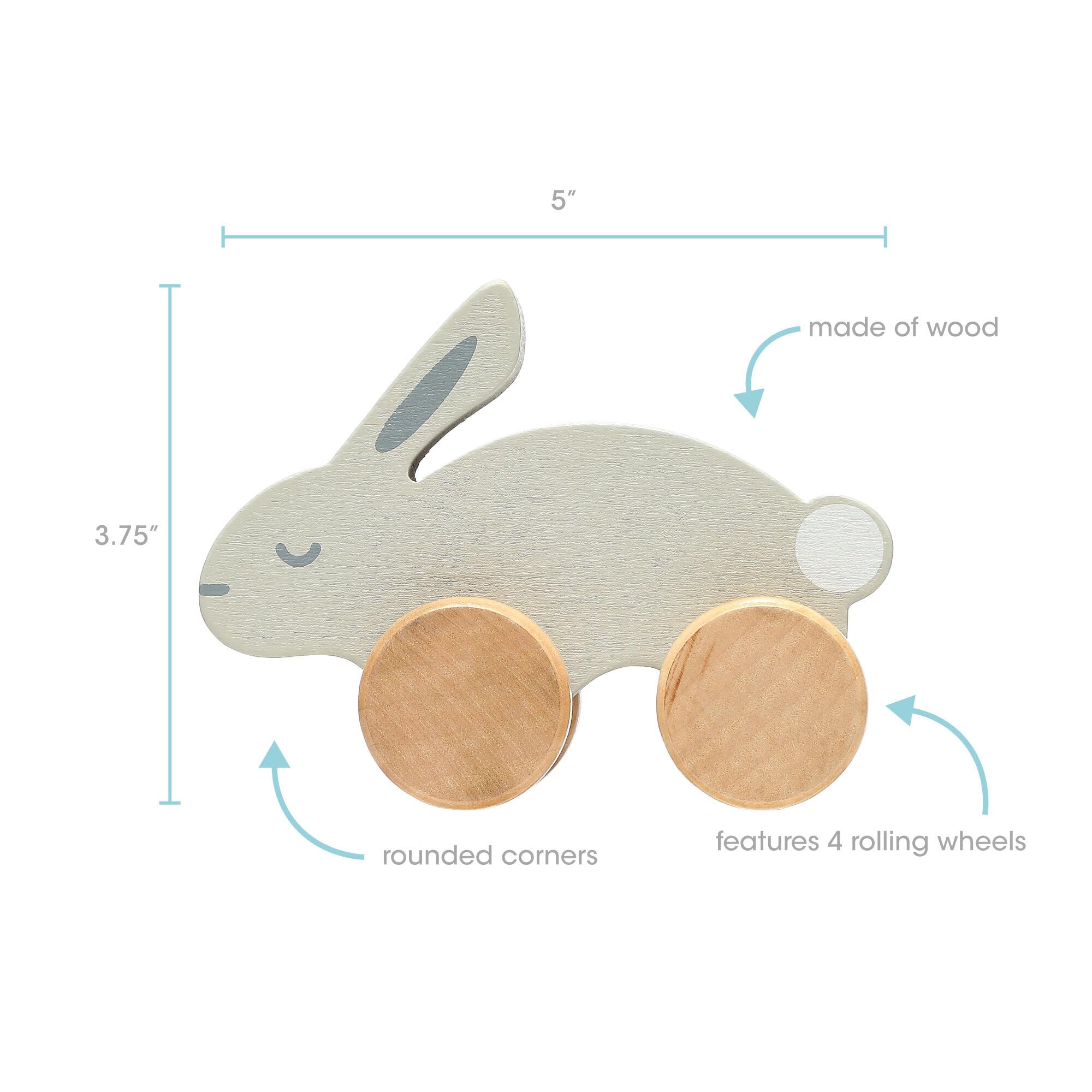 Pearhead Wooden Push and Pull Bunny Toy - Montessori Learning Toy for Toddlers & Babies - Easter Basket Gift for Boys & Girls - Perfect Nursery Accessory for Playtime & Early Childhood Development
