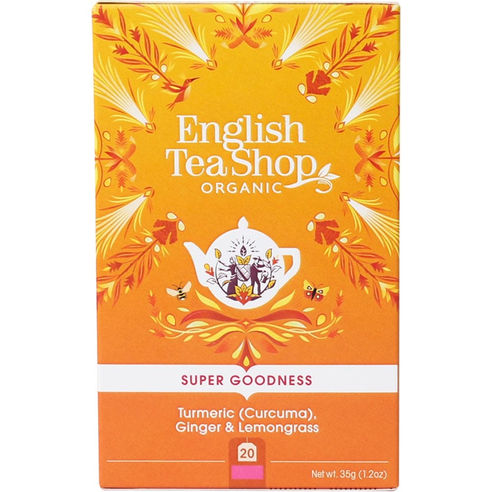 Organic Turmeric Ginger Lemongrass Tea Bags 20pk - English Tea Shop | Herbal Wellness Tea for Digestion & Immunity | Perfect for Morning Boost or Evening Relaxation